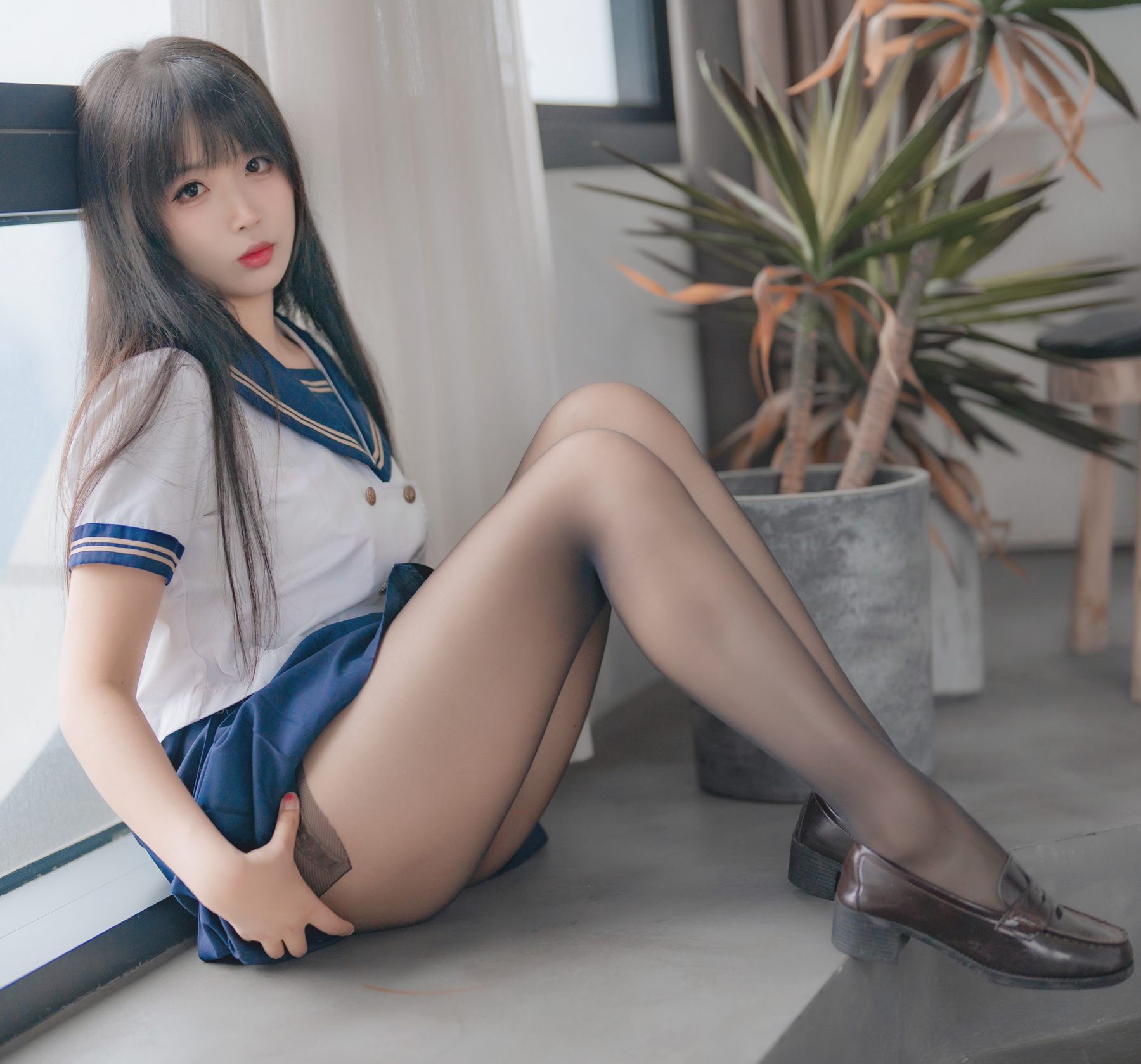 轩萧学姐 – 五月舰长 黑丝JK内衣 Cosplay-第1张