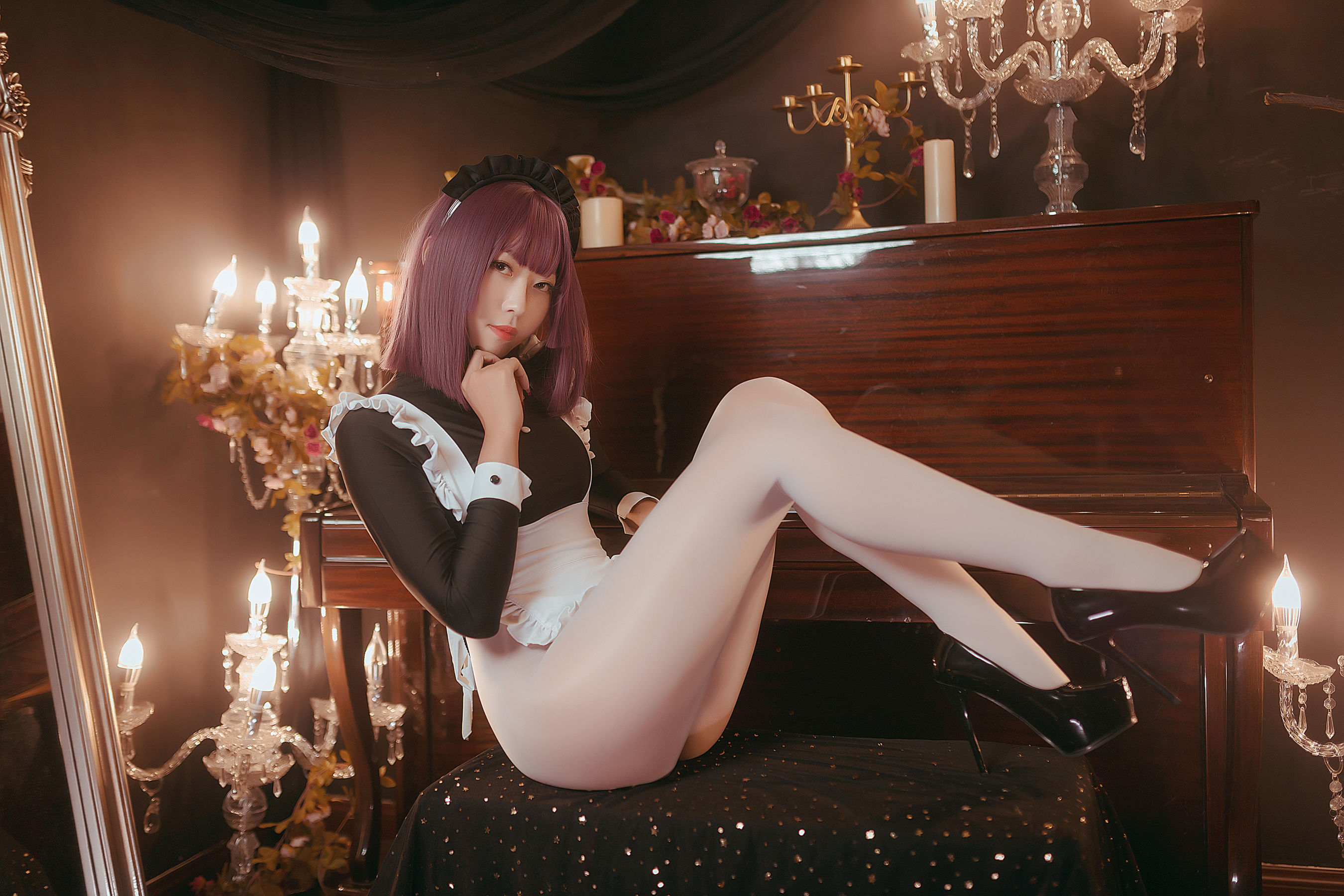 动漫博主Money冷冷 – 高叉女仆 Cosplay-第7张