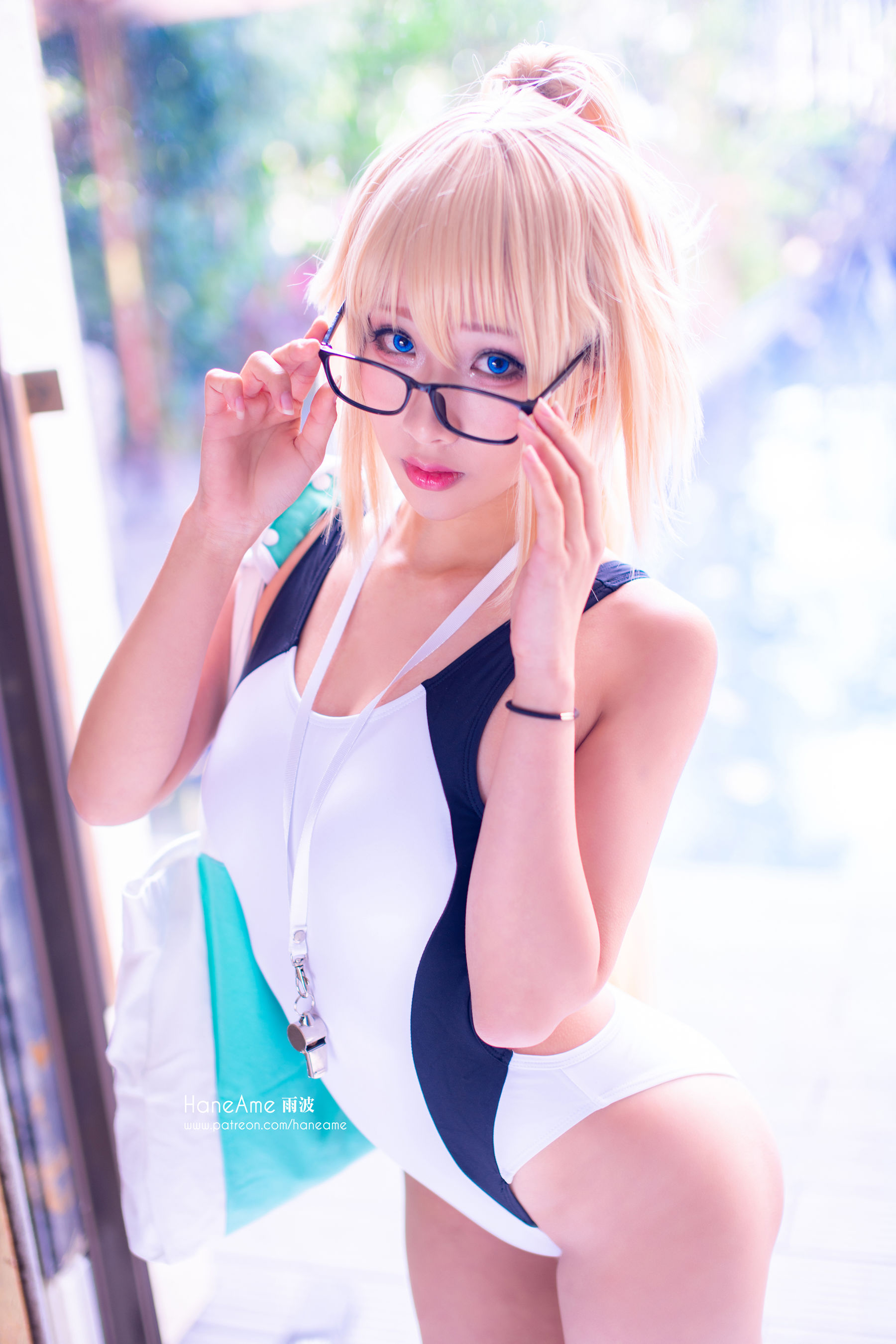 Hane Ame 雨波 – 白贞泳装 Cosplay-第3张