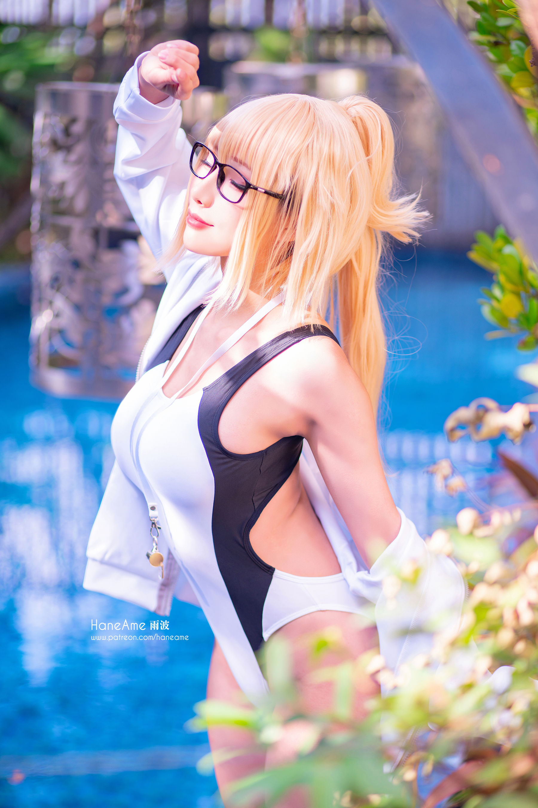 Hane Ame 雨波 – 白贞泳装 Cosplay-第9张