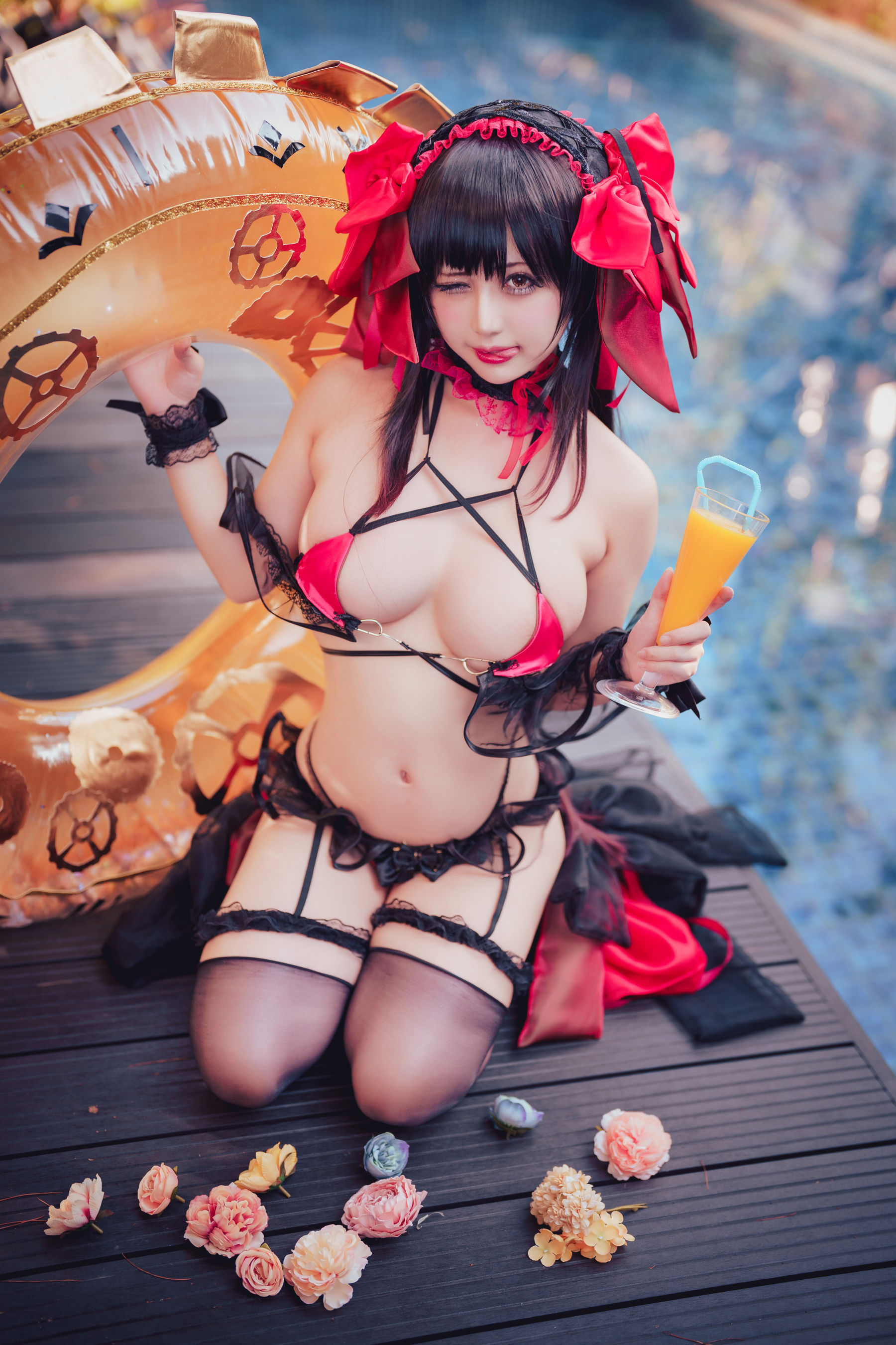 沖田凜花Rinka – Kurumi Tokisaki Swimsuit Cosplay-第1张