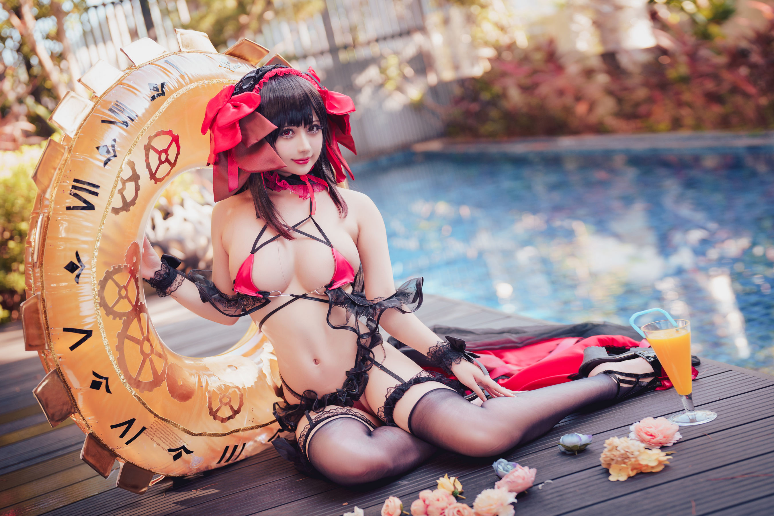 沖田凜花Rinka – Kurumi Tokisaki Swimsuit Cosplay-第2张