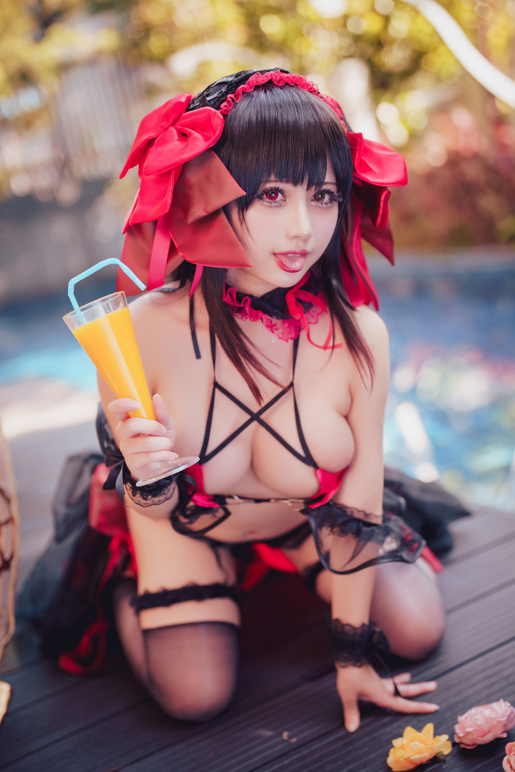 沖田凜花Rinka – Kurumi Tokisaki Swimsuit Cosplay-第9张