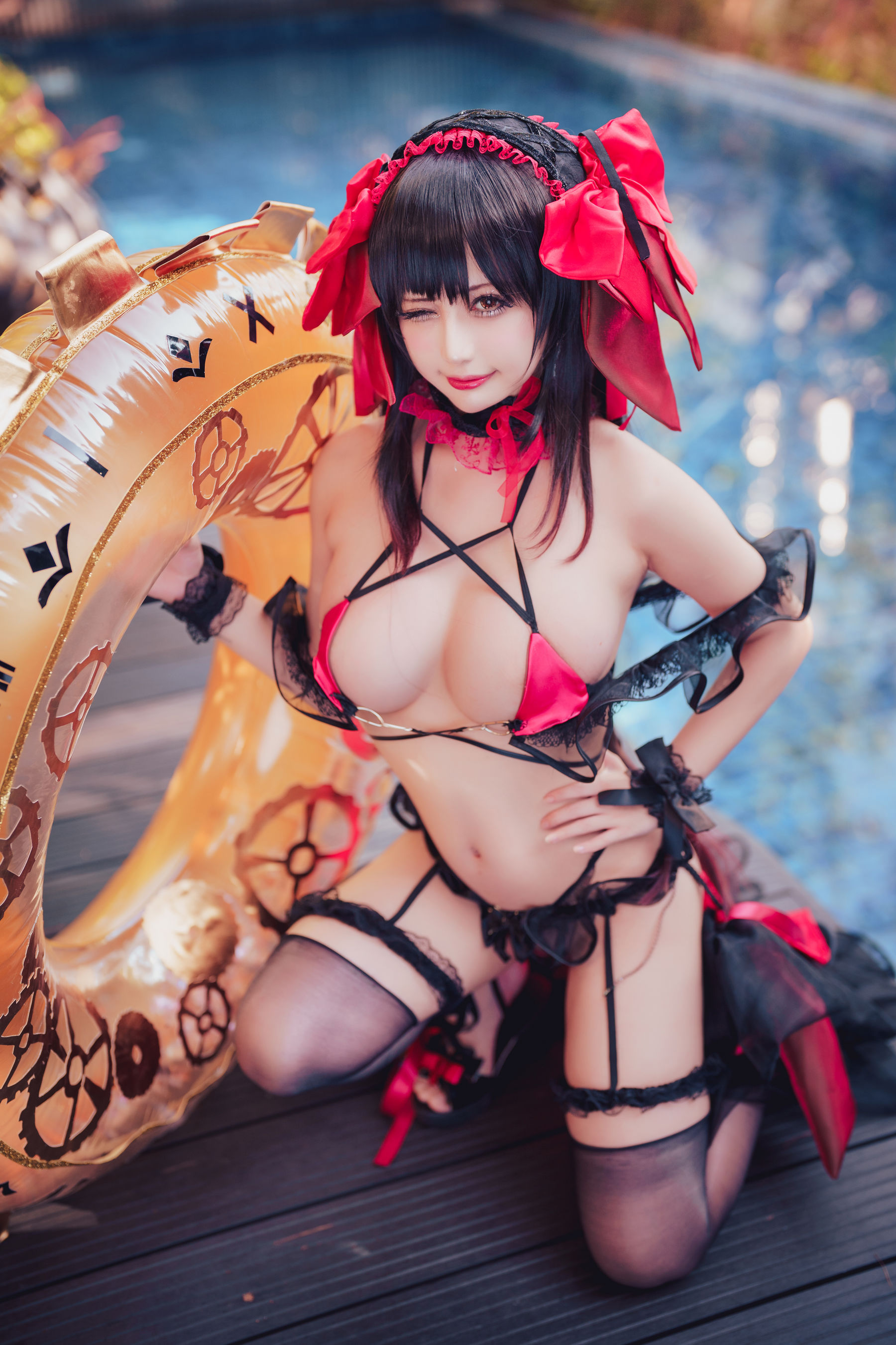 沖田凜花Rinka – Kurumi Tokisaki Swimsuit Cosplay-第28张