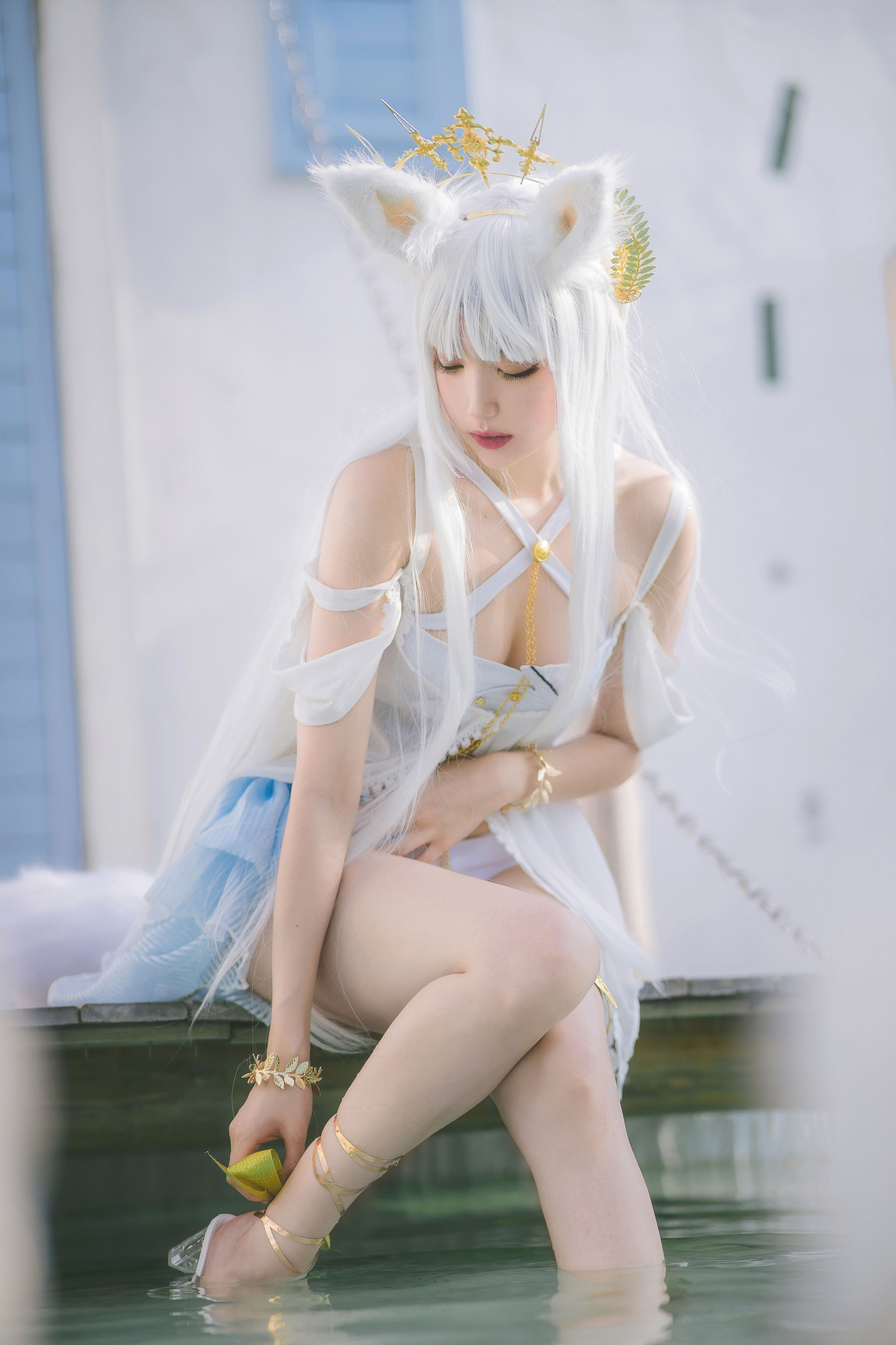 周叽是可爱兔兔 – 白金泳装 Cosplay-第6张