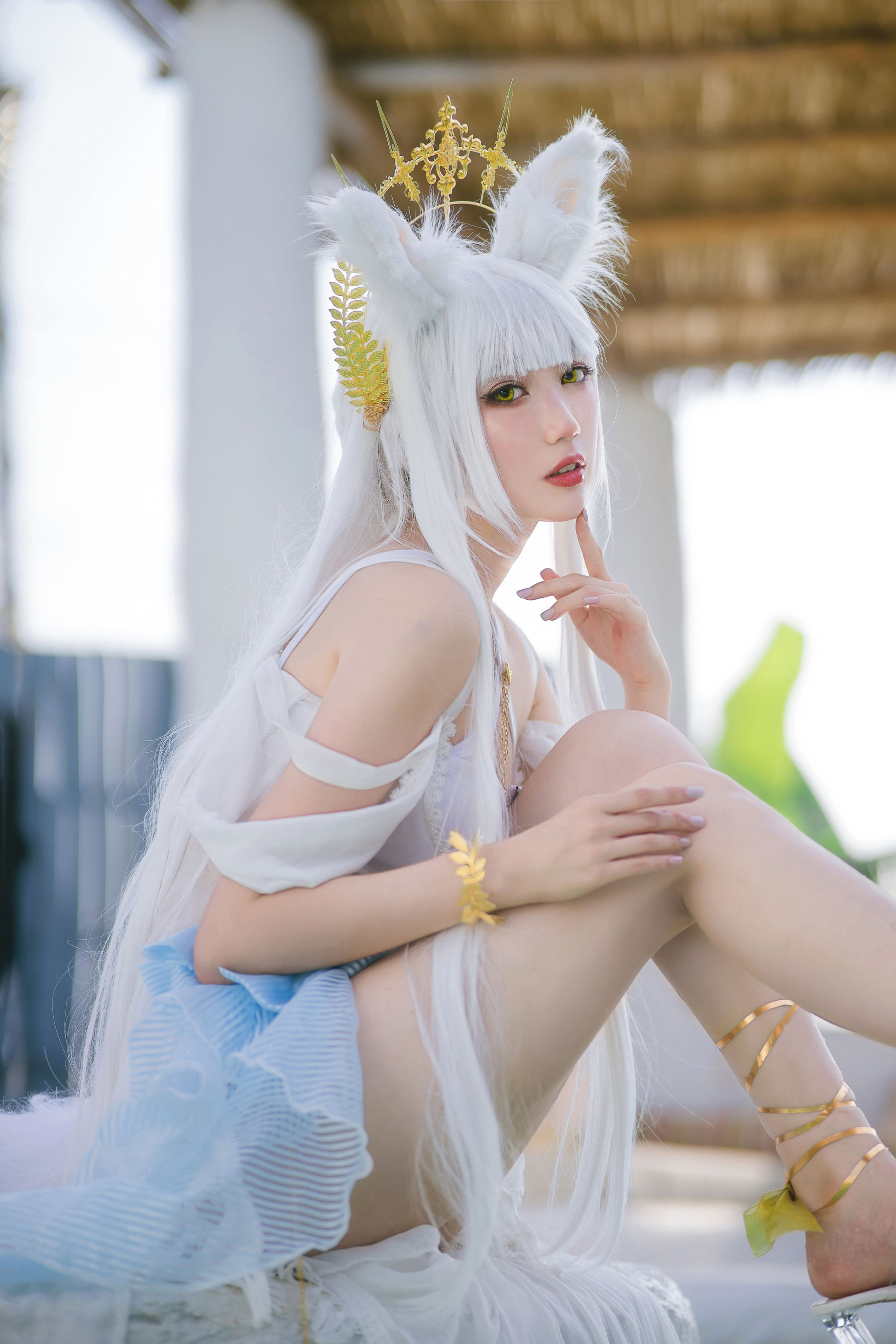 周叽是可爱兔兔 – 白金泳装 Cosplay-第7张