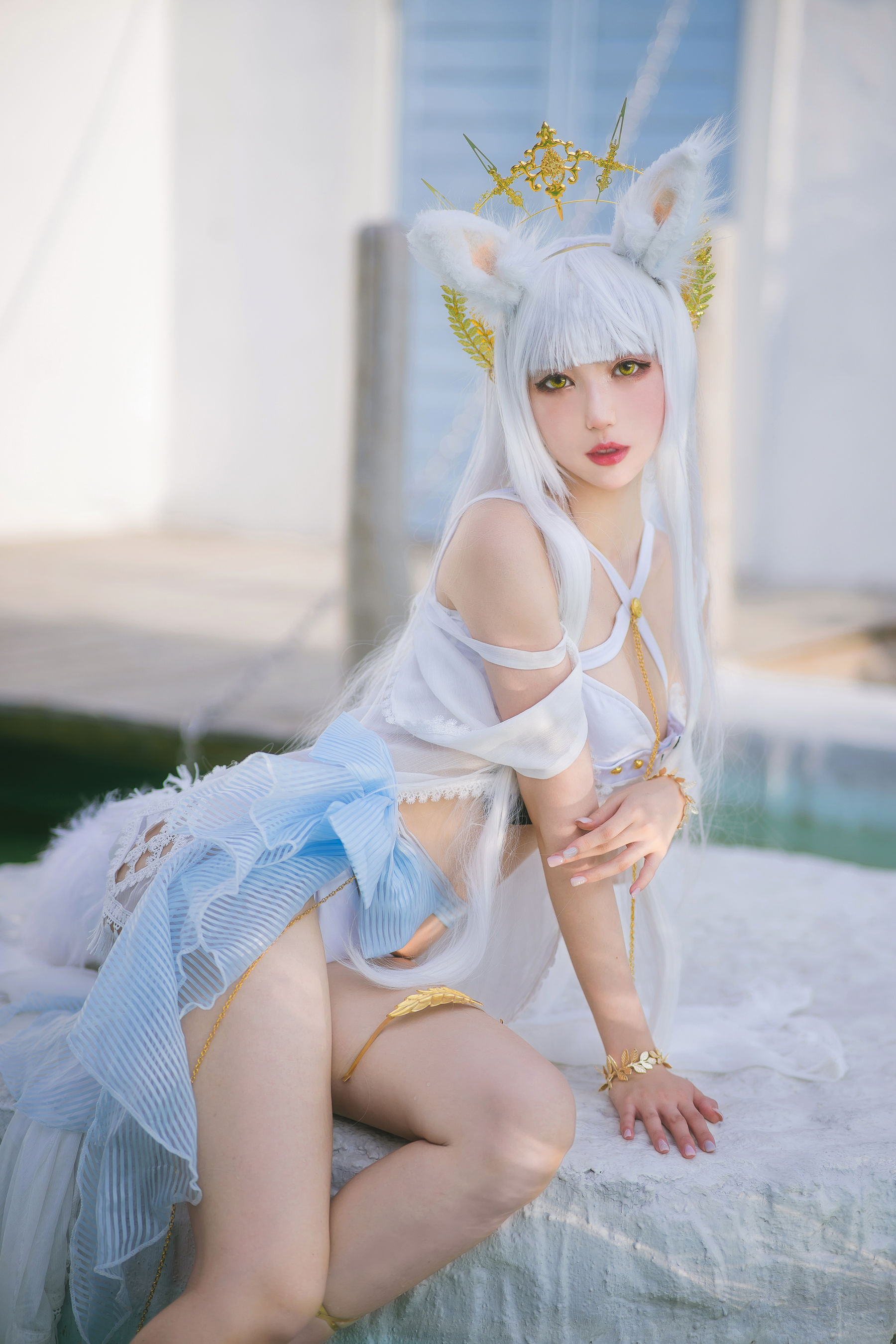 周叽是可爱兔兔 – 白金泳装 Cosplay-第8张