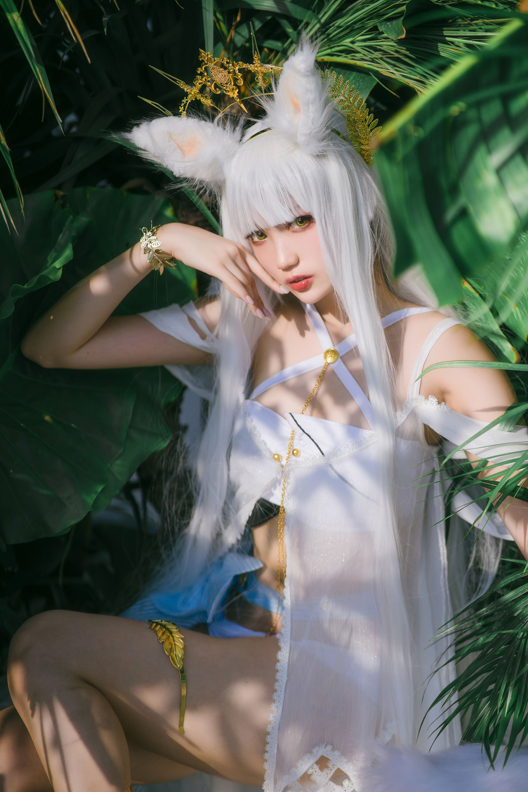 周叽是可爱兔兔 – 白金泳装 Cosplay-第20张