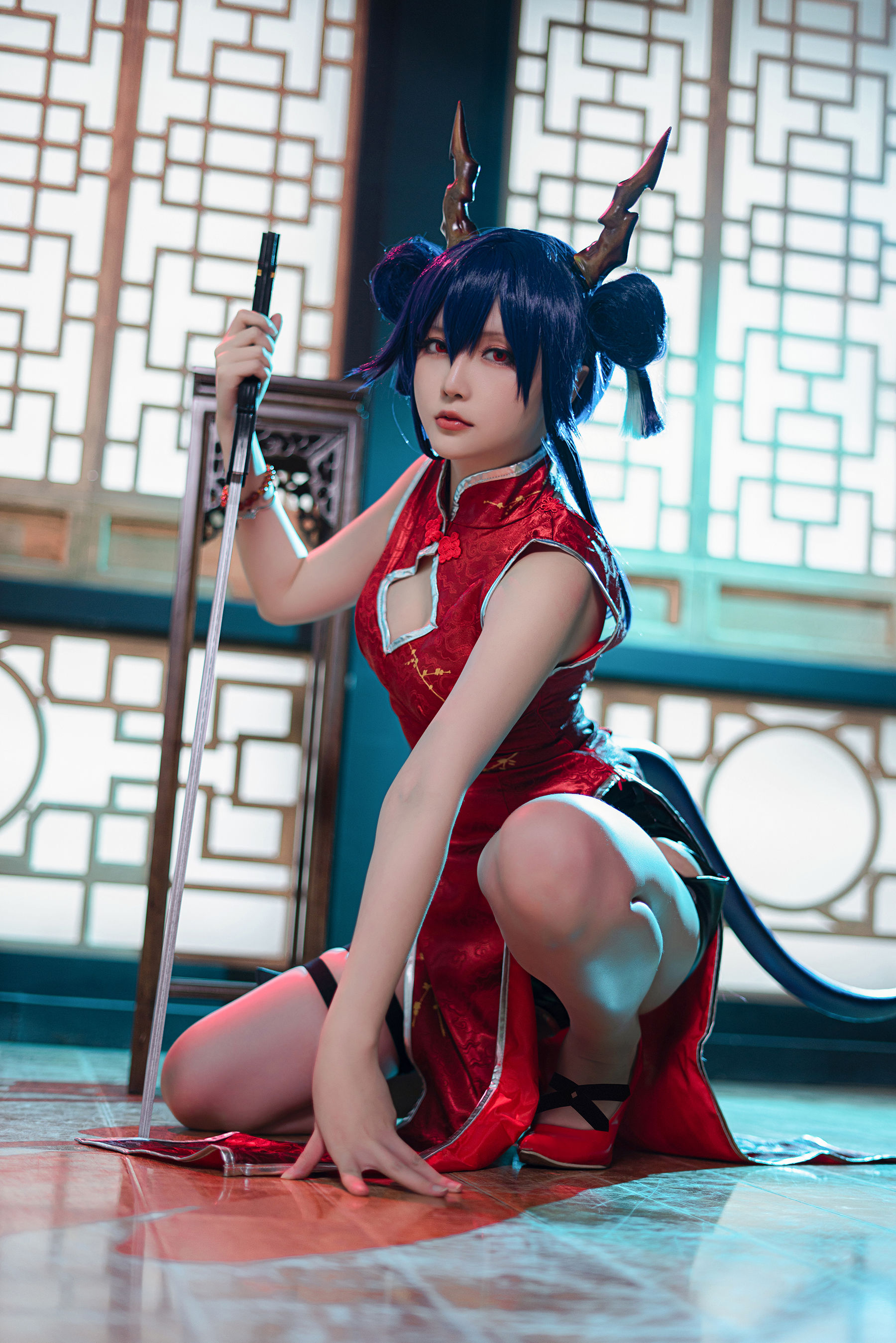 Coser小姐姐星之迟迟 – 明日方舟《陈》 Cosplay-第1张