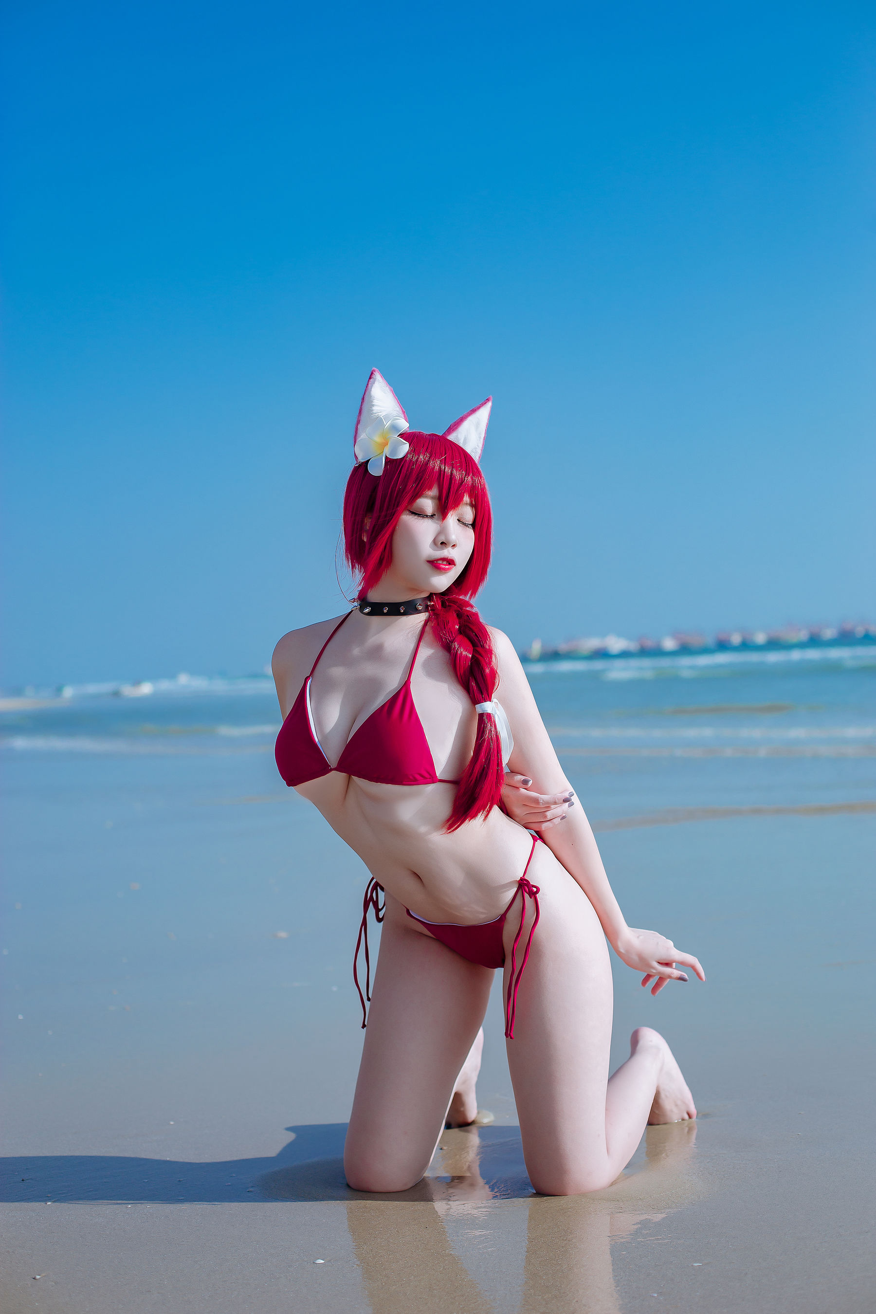 人气Coser二佐Nisa – 碧蓝 千代田泳装 Cosplay-第1张