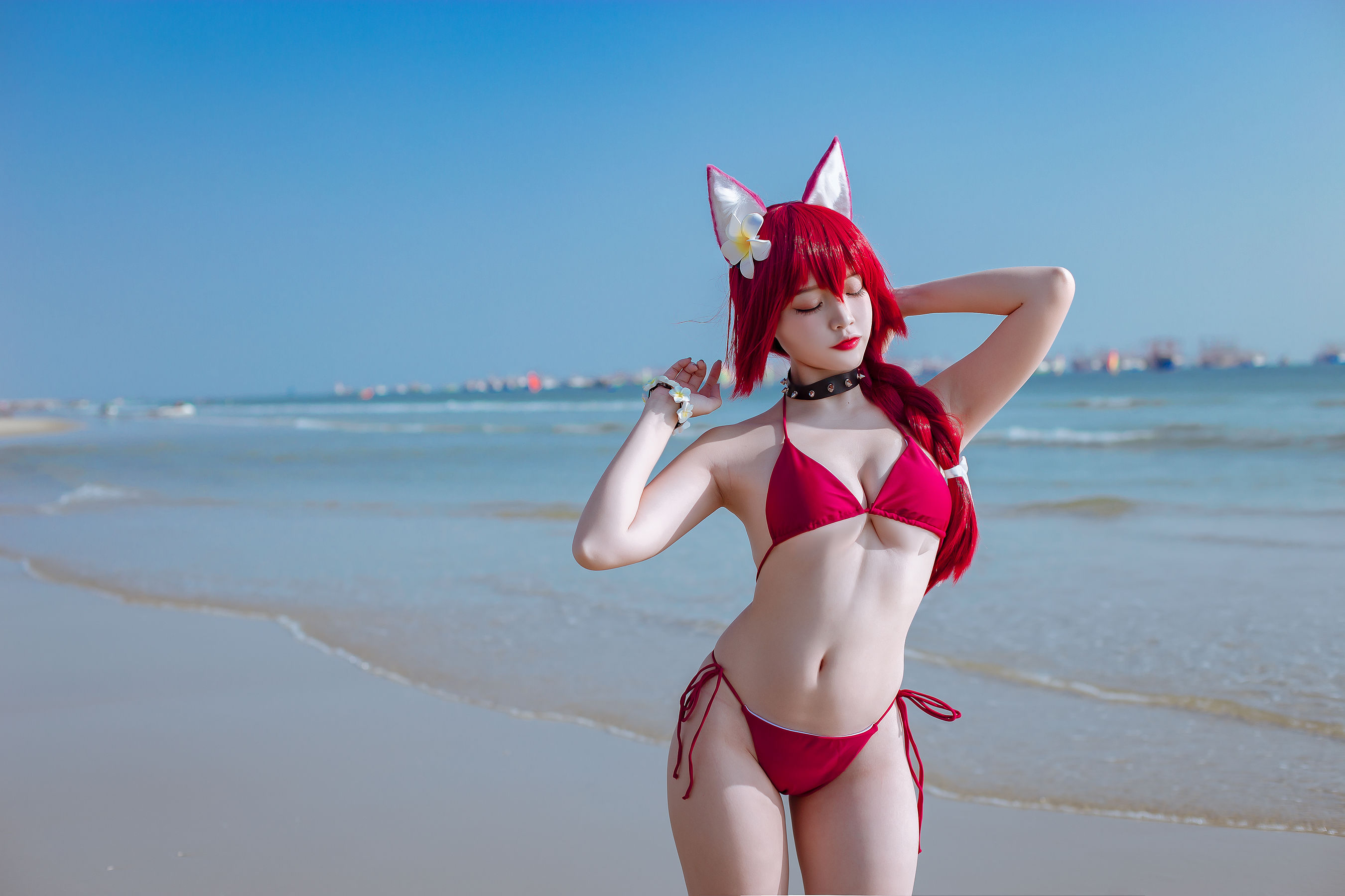 人气Coser二佐Nisa – 碧蓝 千代田泳装 Cosplay-第4张