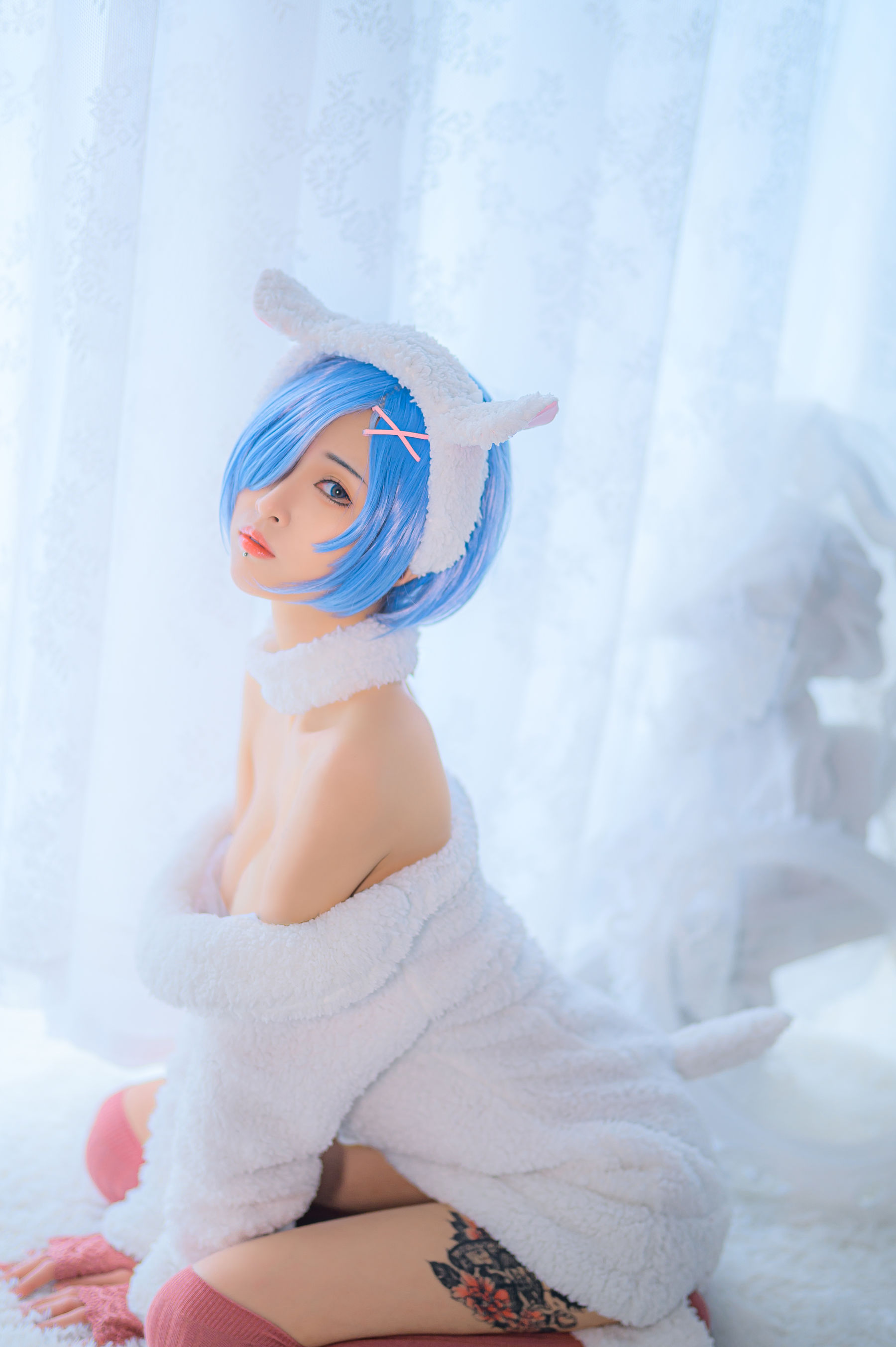 妹抖青 – 蕾姆绵羊 Cosplay-第2张
