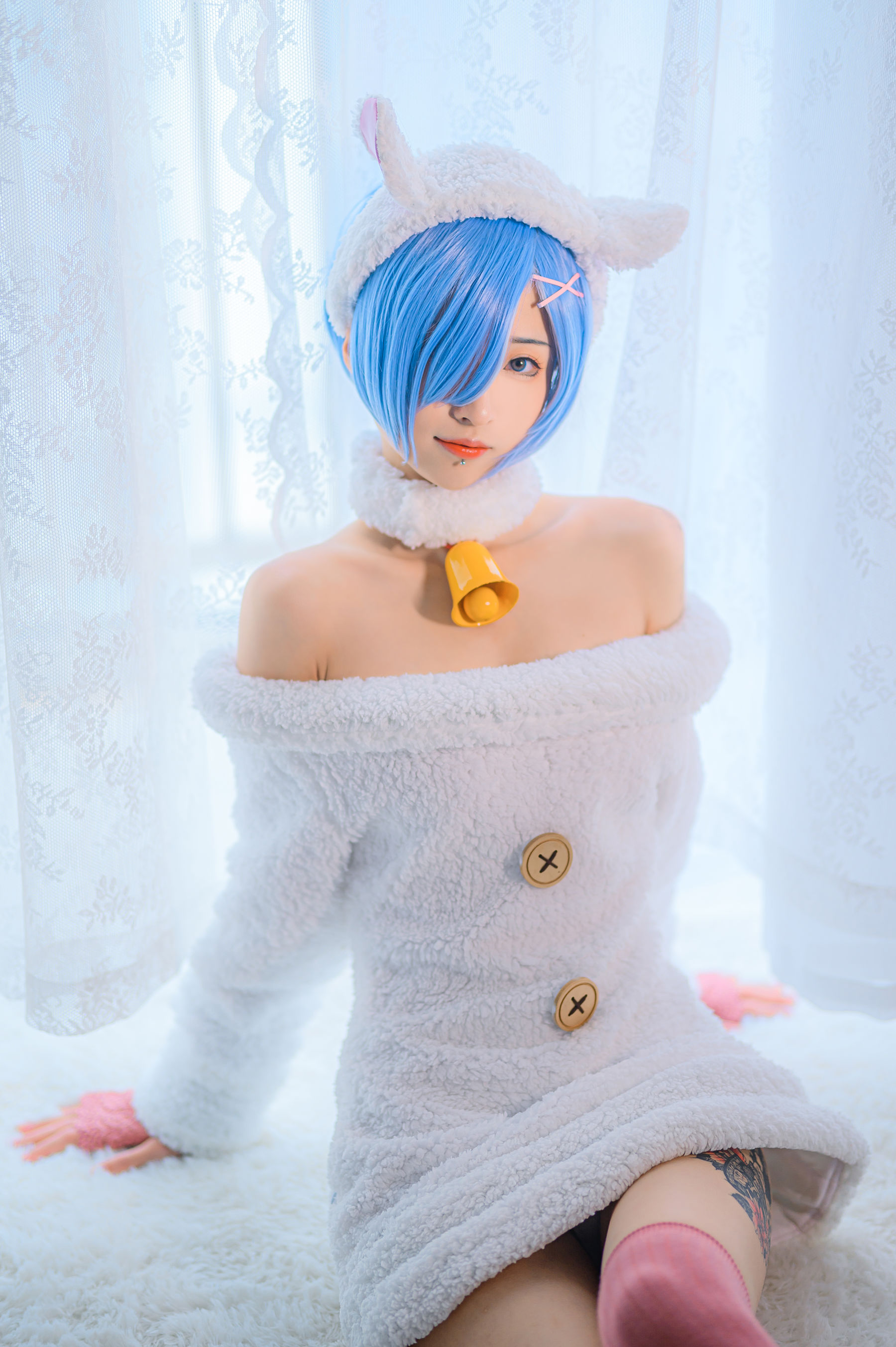 妹抖青 – 蕾姆绵羊 Cosplay-第3张