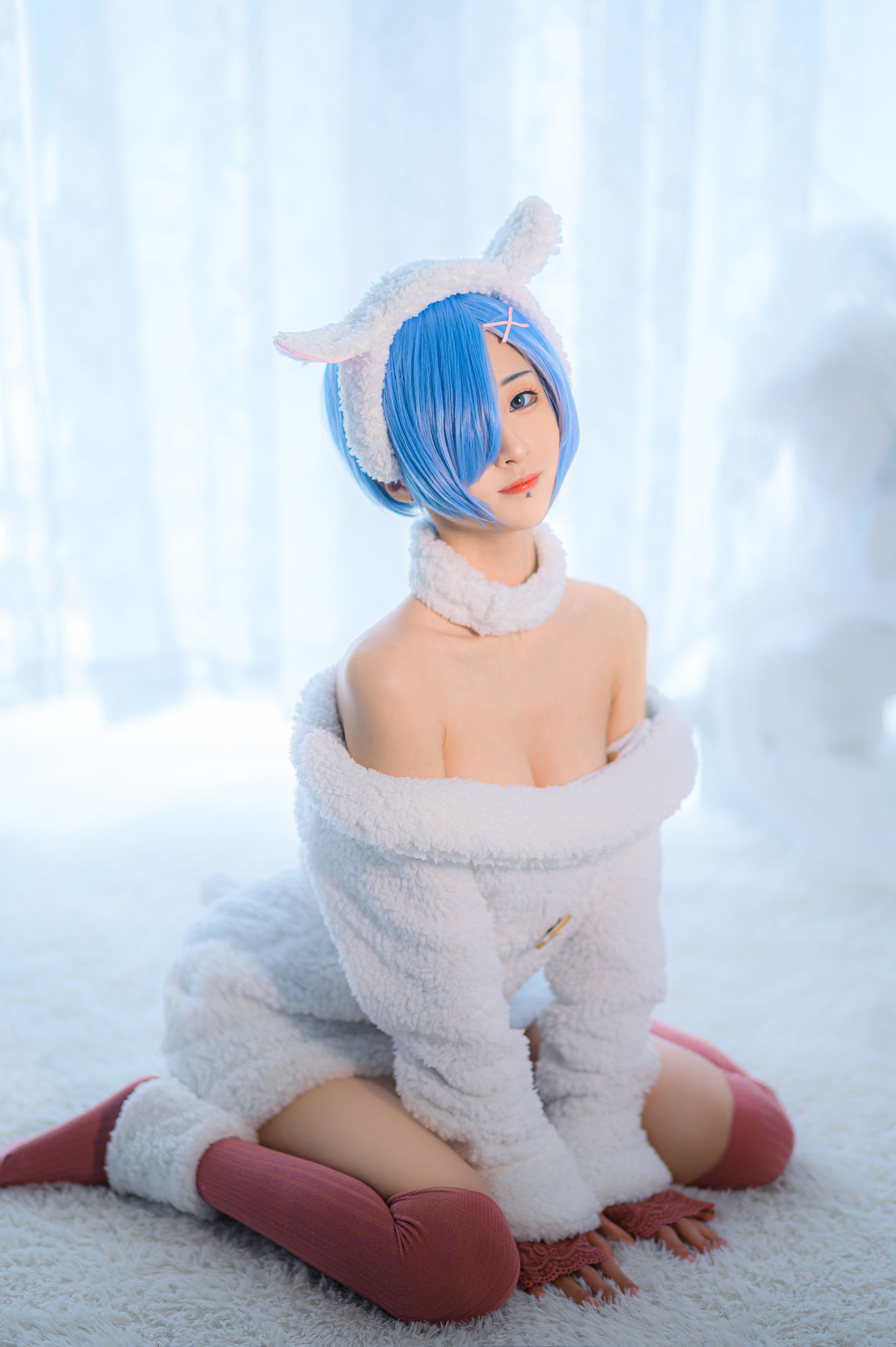 妹抖青 – 蕾姆绵羊 Cosplay-第4张