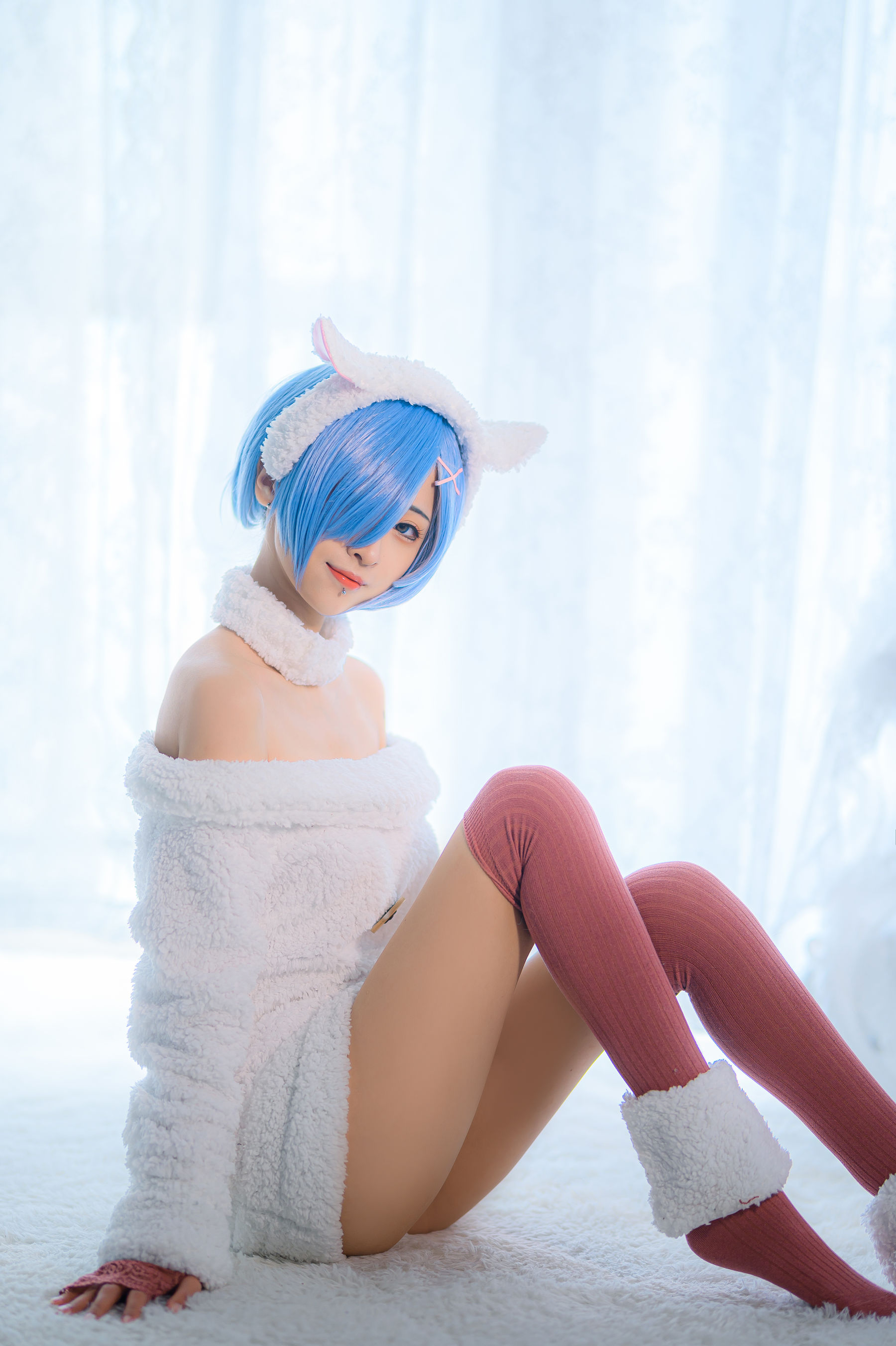 妹抖青 – 蕾姆绵羊 Cosplay-第5张