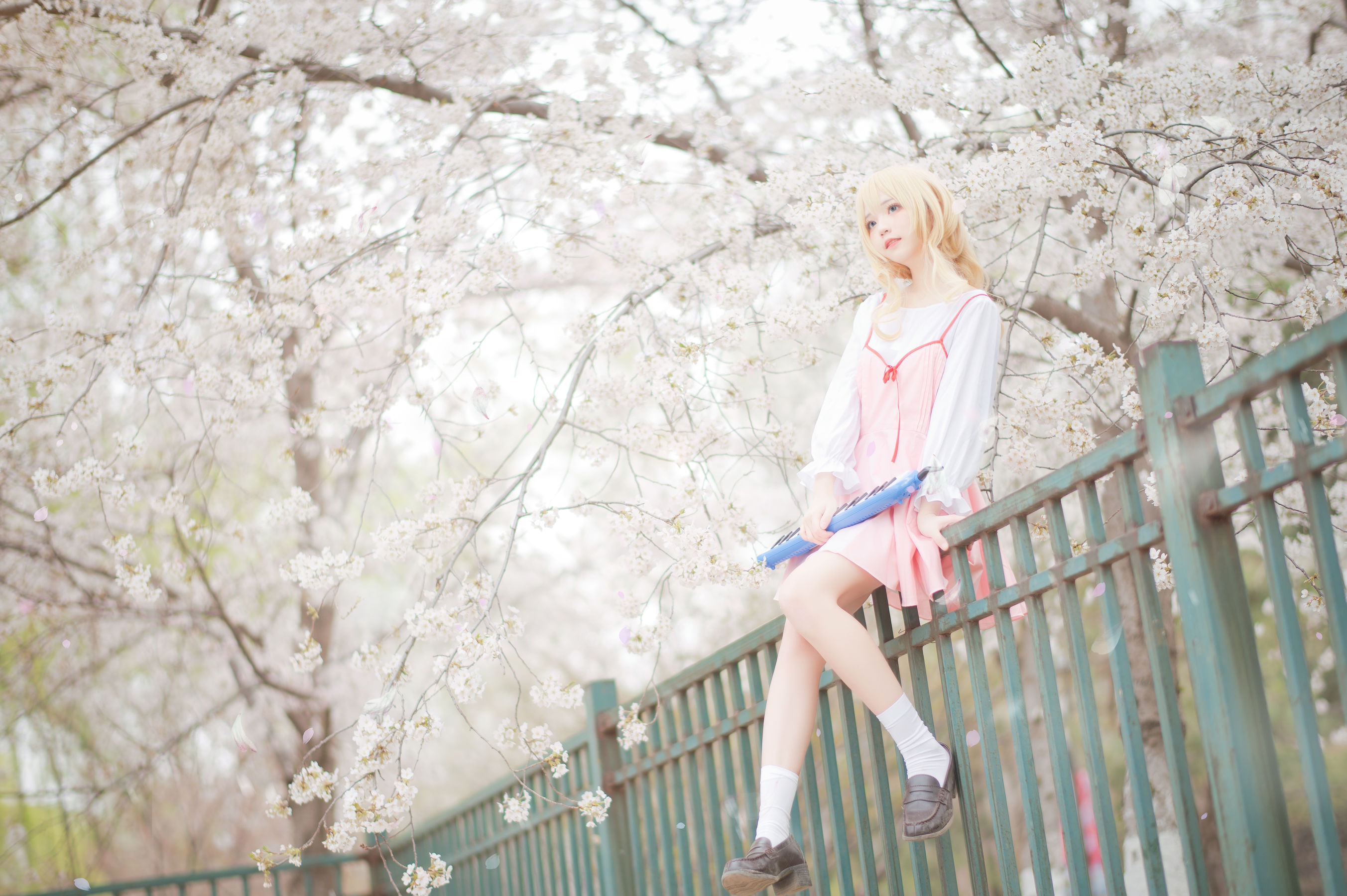 花柒Hana – 宫园熏粉裙 Cosplay-第1张