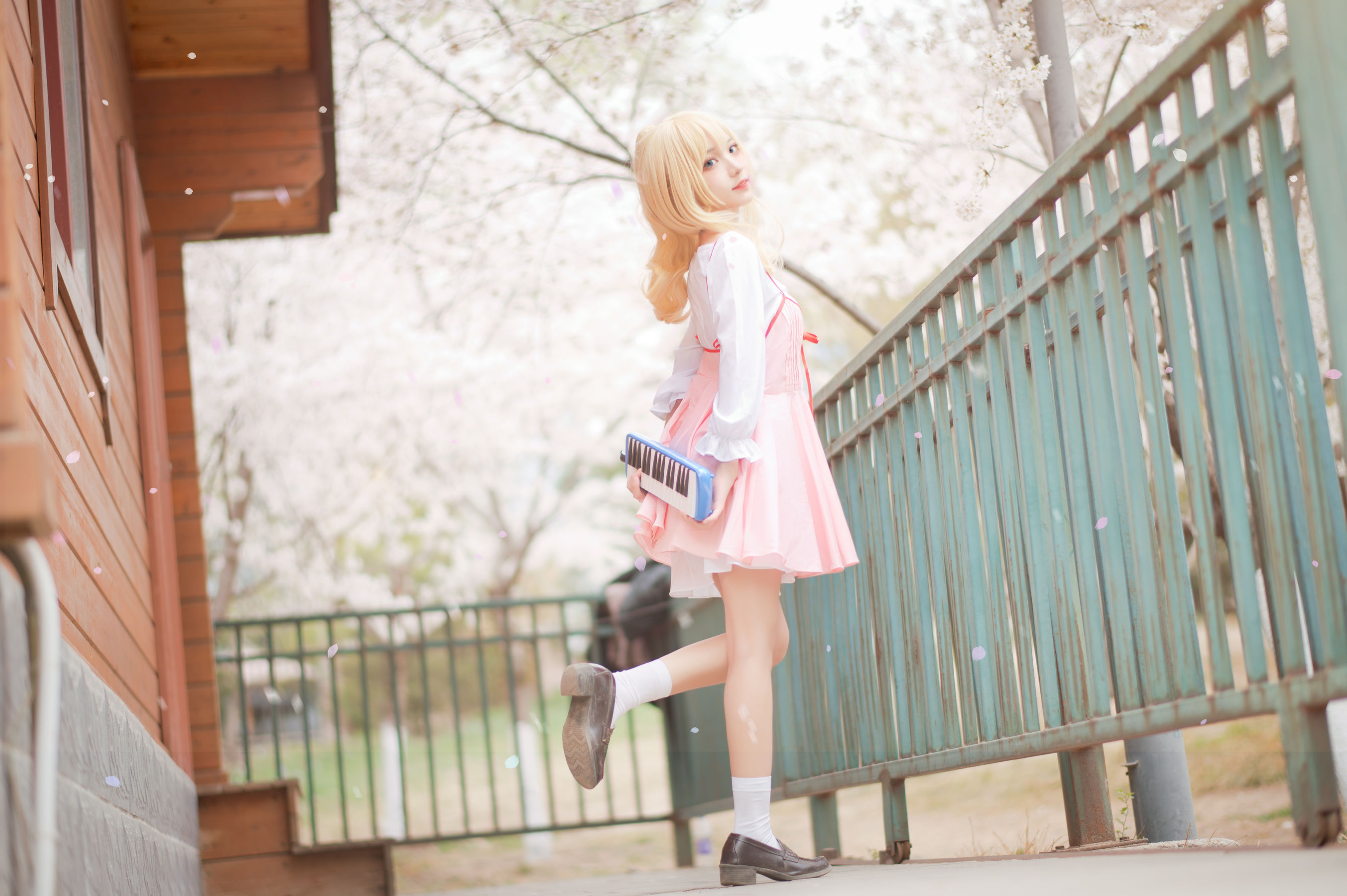 花柒Hana – 宫园熏粉裙 Cosplay-第4张