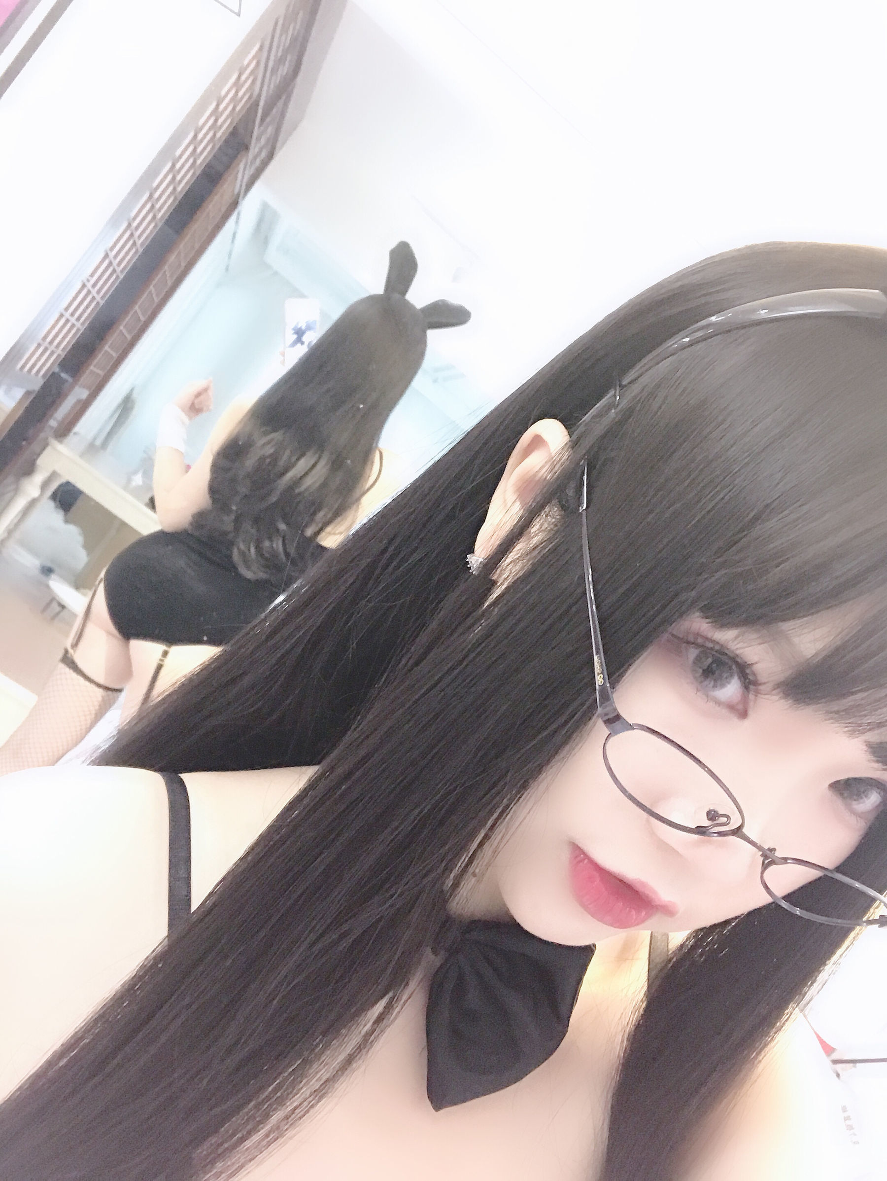 动漫博主雪晴Astra 眼镜兔子扮演 Cosplay-第8张