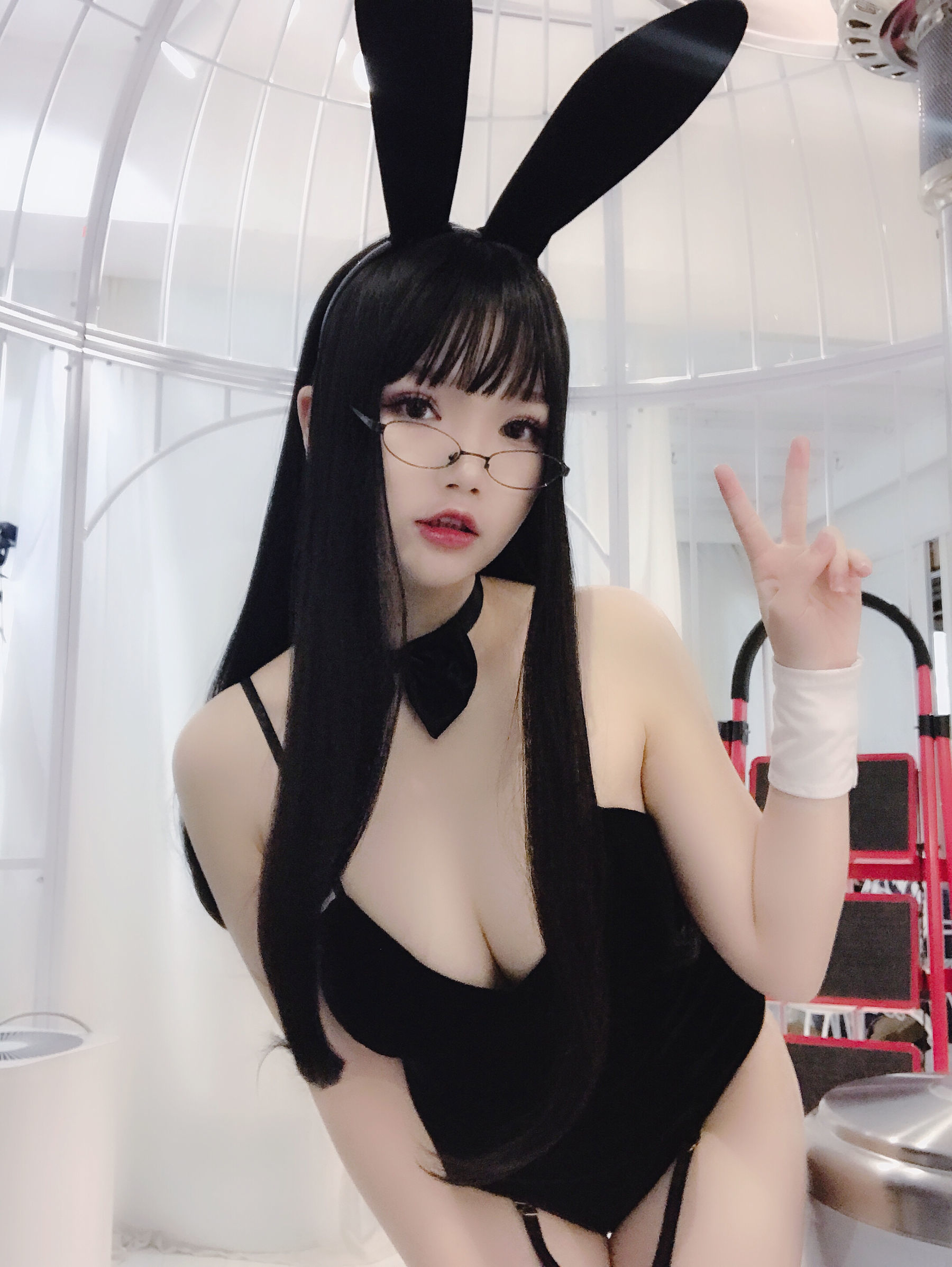 动漫博主雪晴Astra 眼镜兔子扮演 Cosplay-第22张