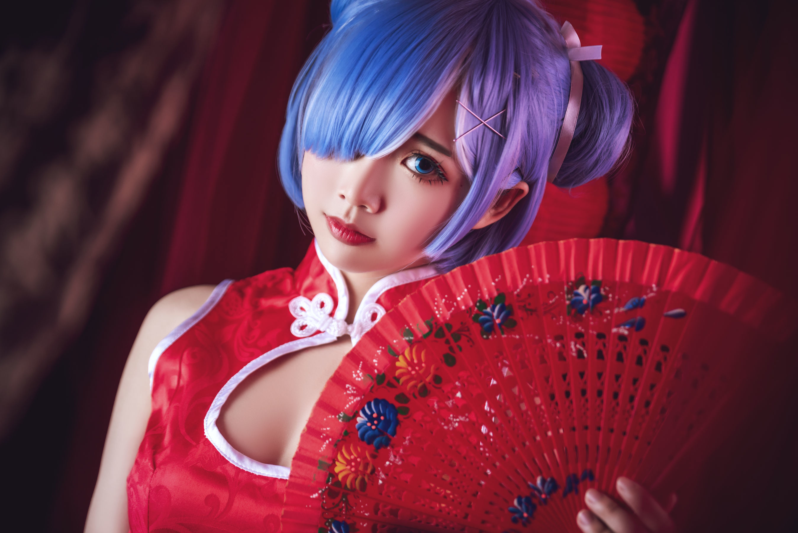 可爱人气Coser面饼仙儿 雷姆旗袍 Cosplay-第2张