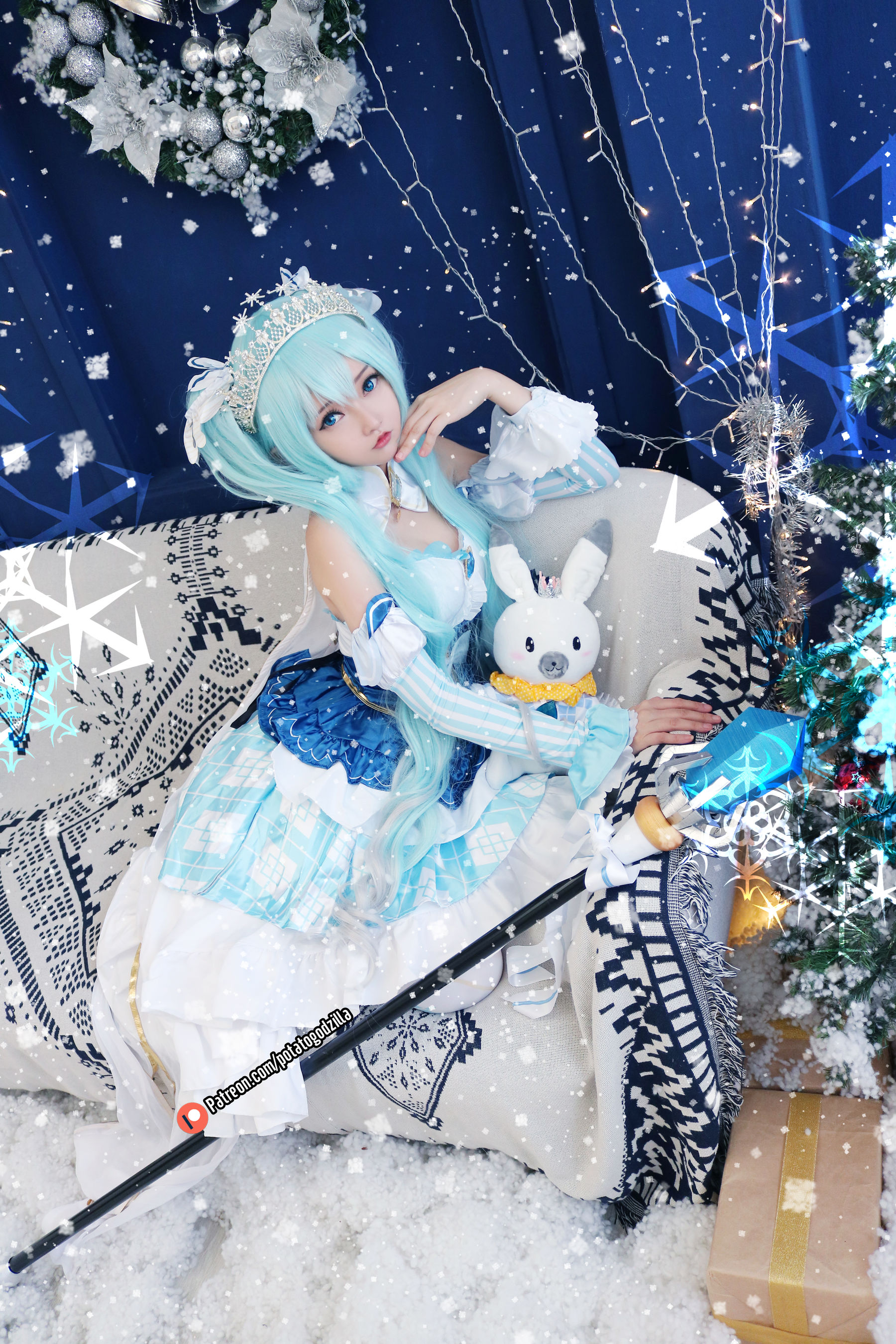 Coser小姐姐Potato Godzilla – Snow Miku Cosplay-第2张