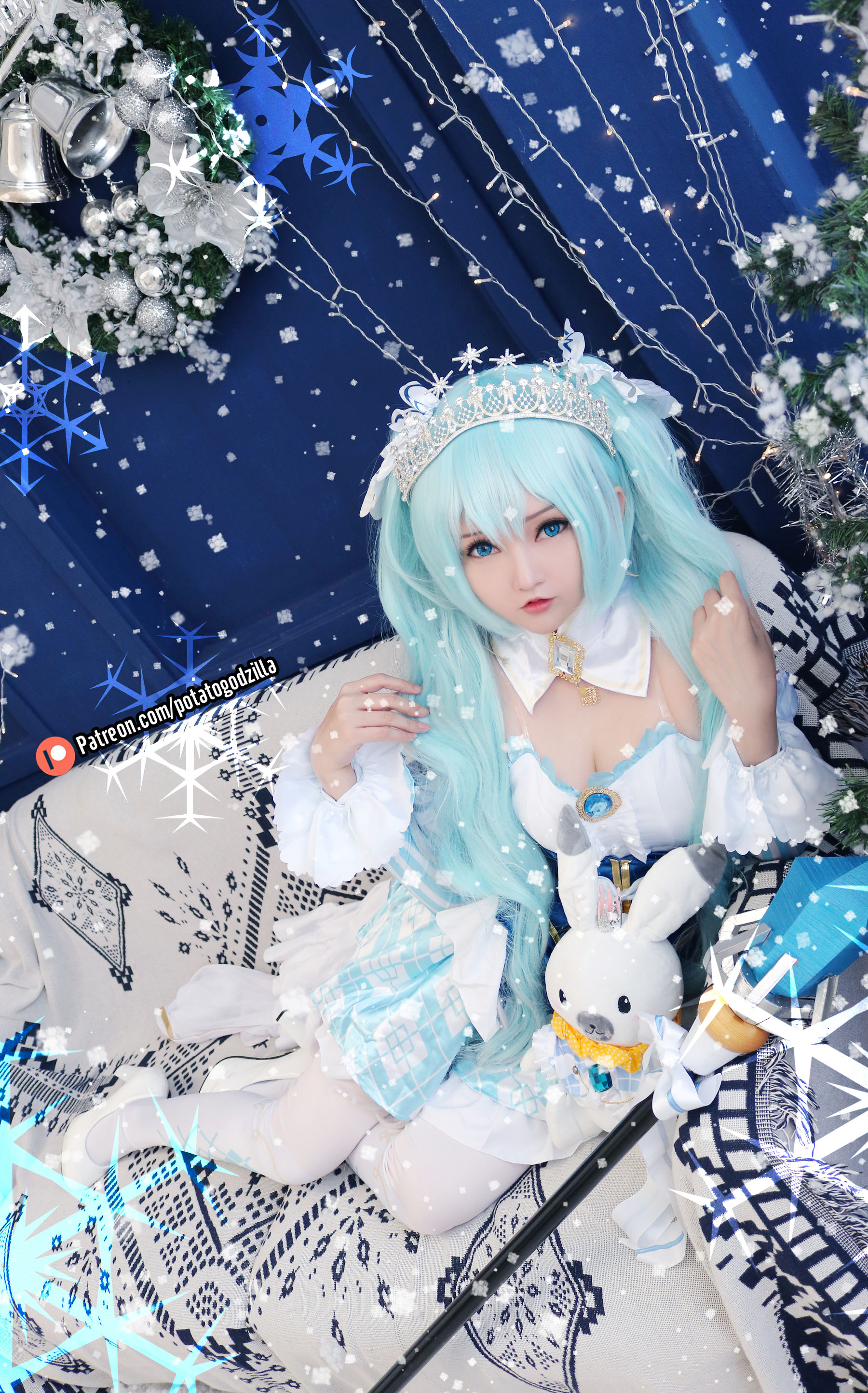 Coser小姐姐Potato Godzilla – Snow Miku Cosplay-第3张