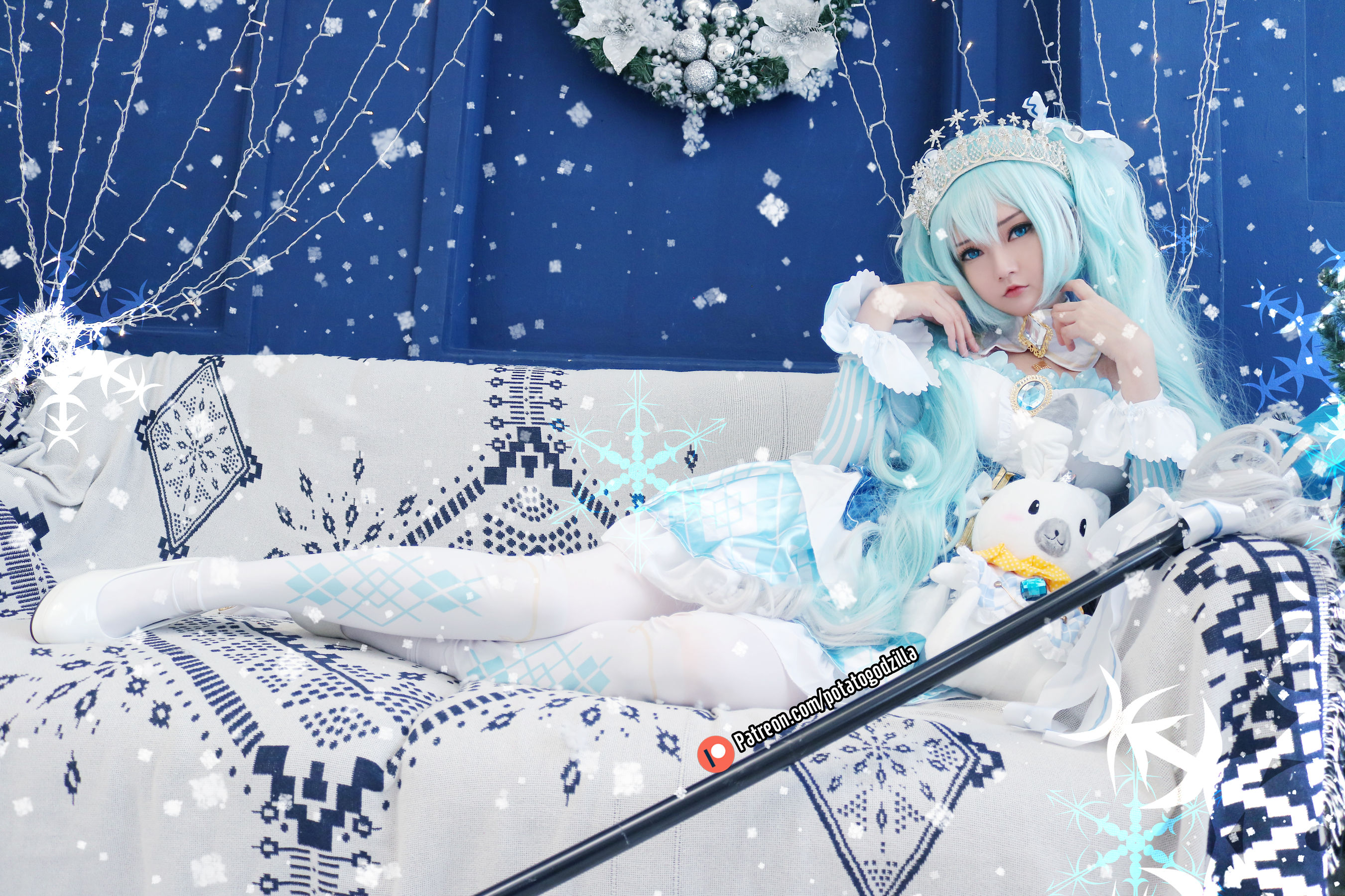 Coser小姐姐Potato Godzilla – Snow Miku Cosplay-第6张