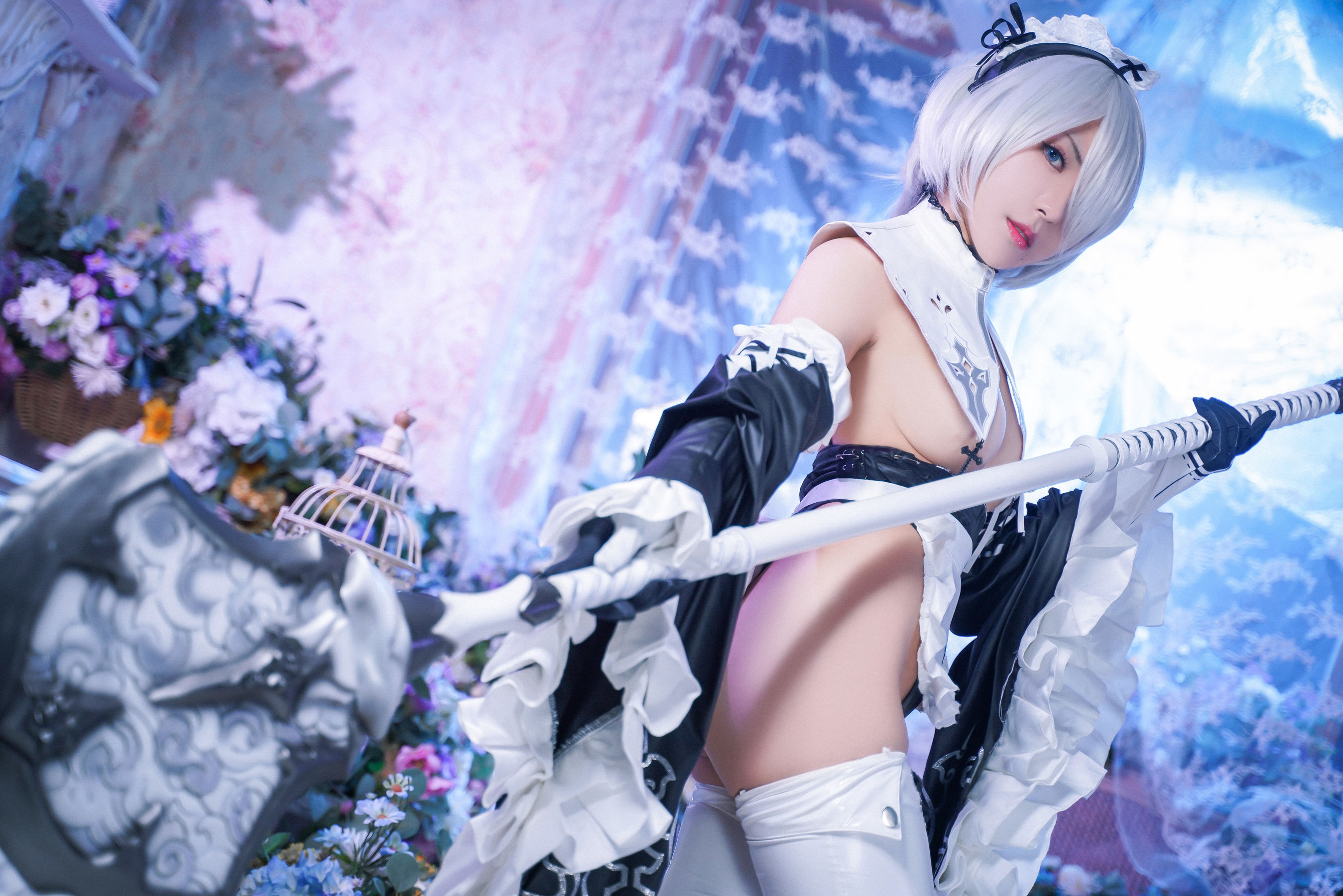 虎森森 – 2B女仆 Cosplay-第9张