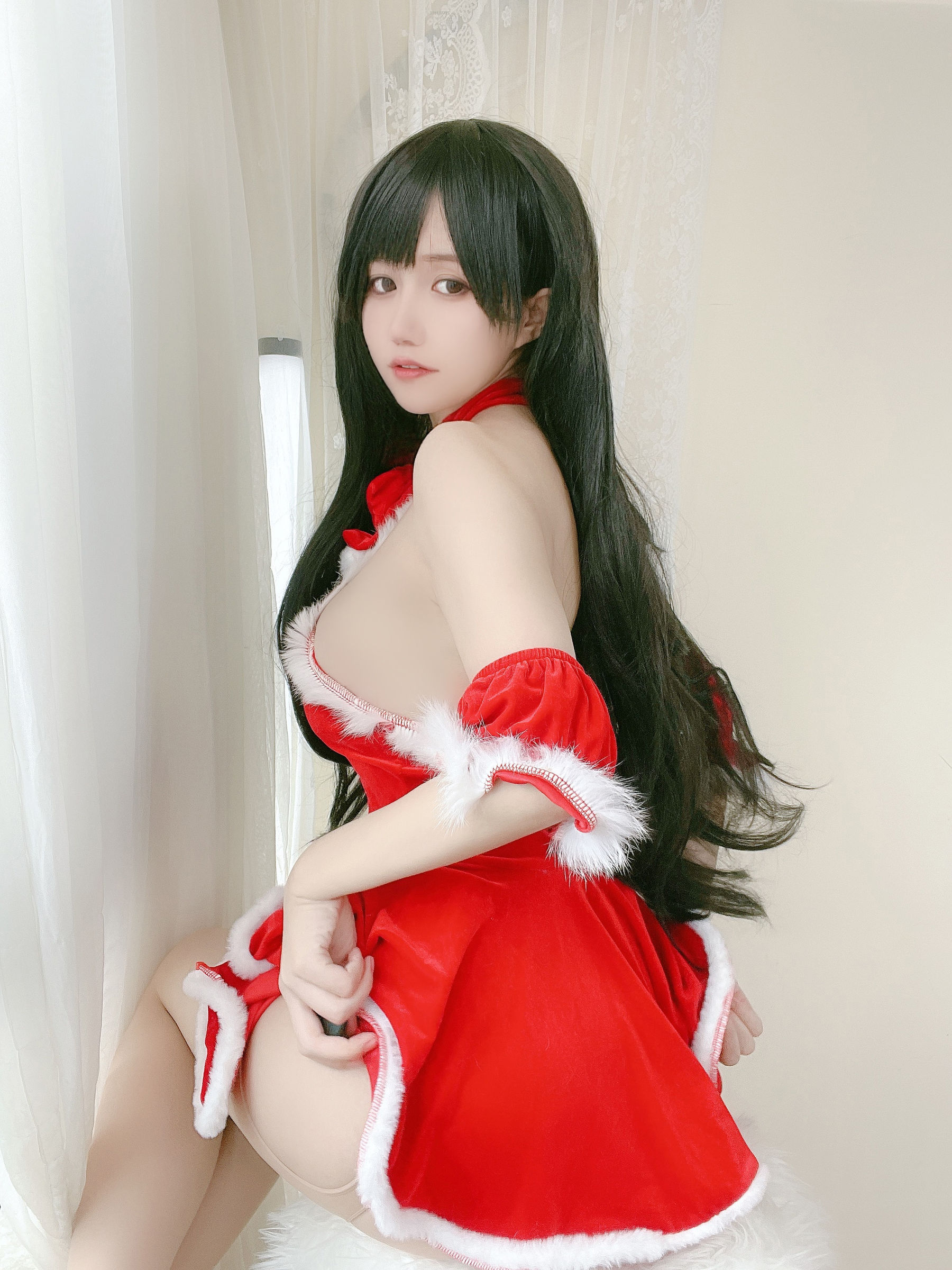 动漫博主小仓千代w – 红色圣诞礼物裙 Cosplay-第23张
