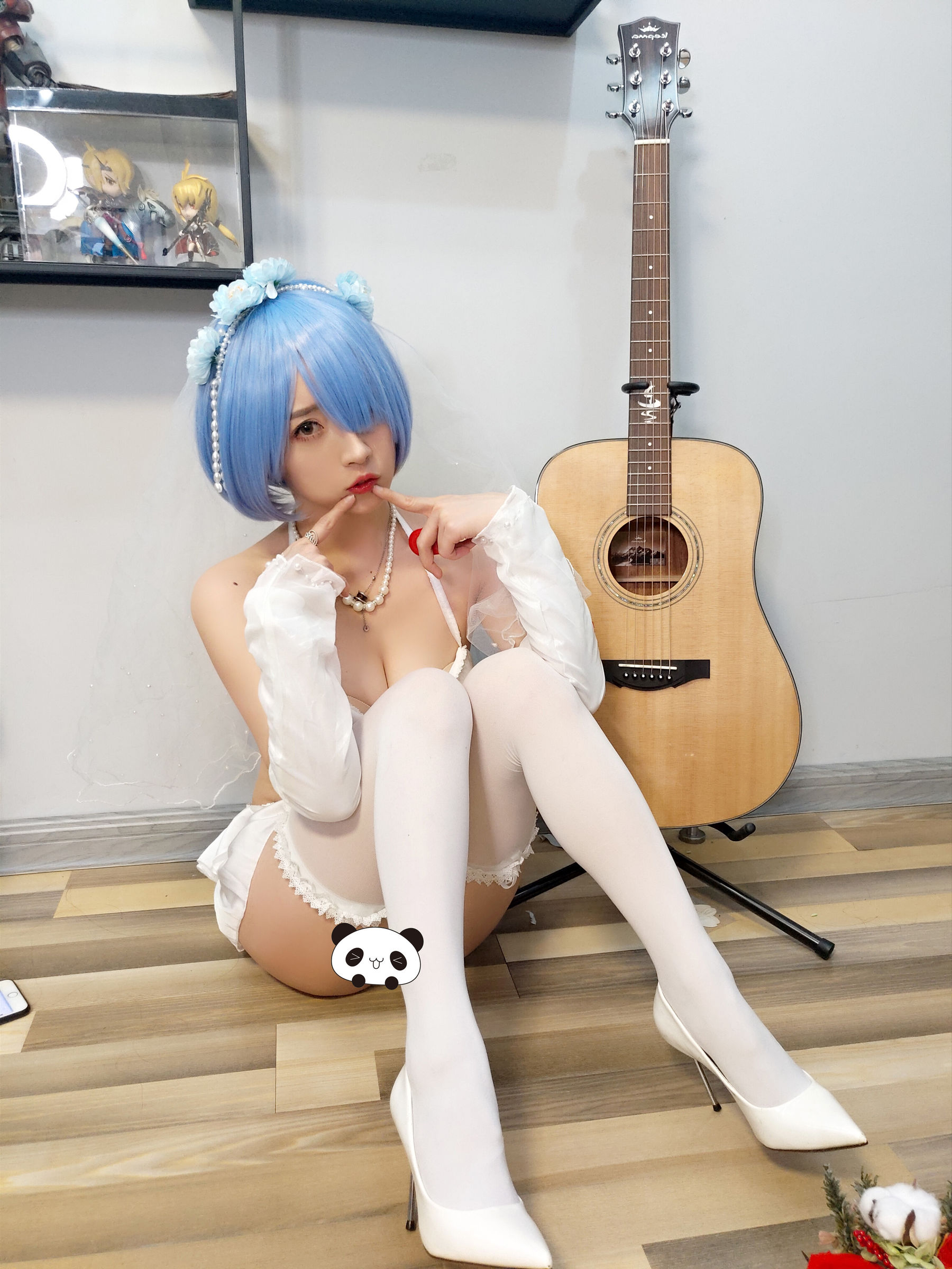 斗鱼主播小女巫露娜 – 雷姆婚纱 Cosplay-第12张