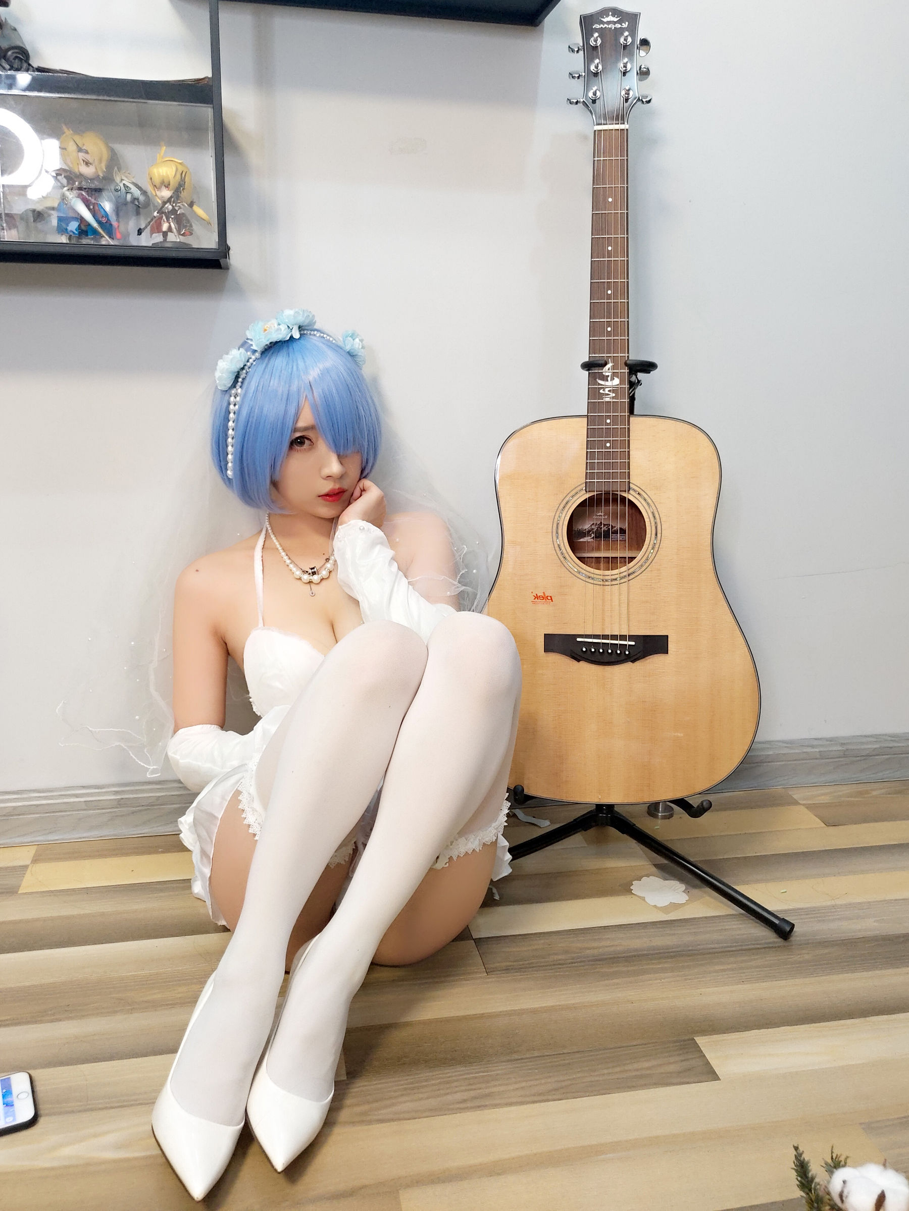斗鱼主播小女巫露娜 – 雷姆婚纱 Cosplay-第16张