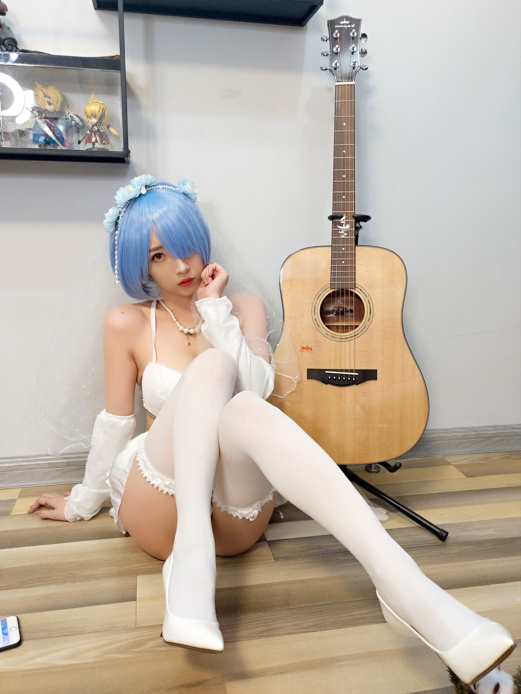 斗鱼主播小女巫露娜 – 雷姆婚纱 Cosplay-第17张