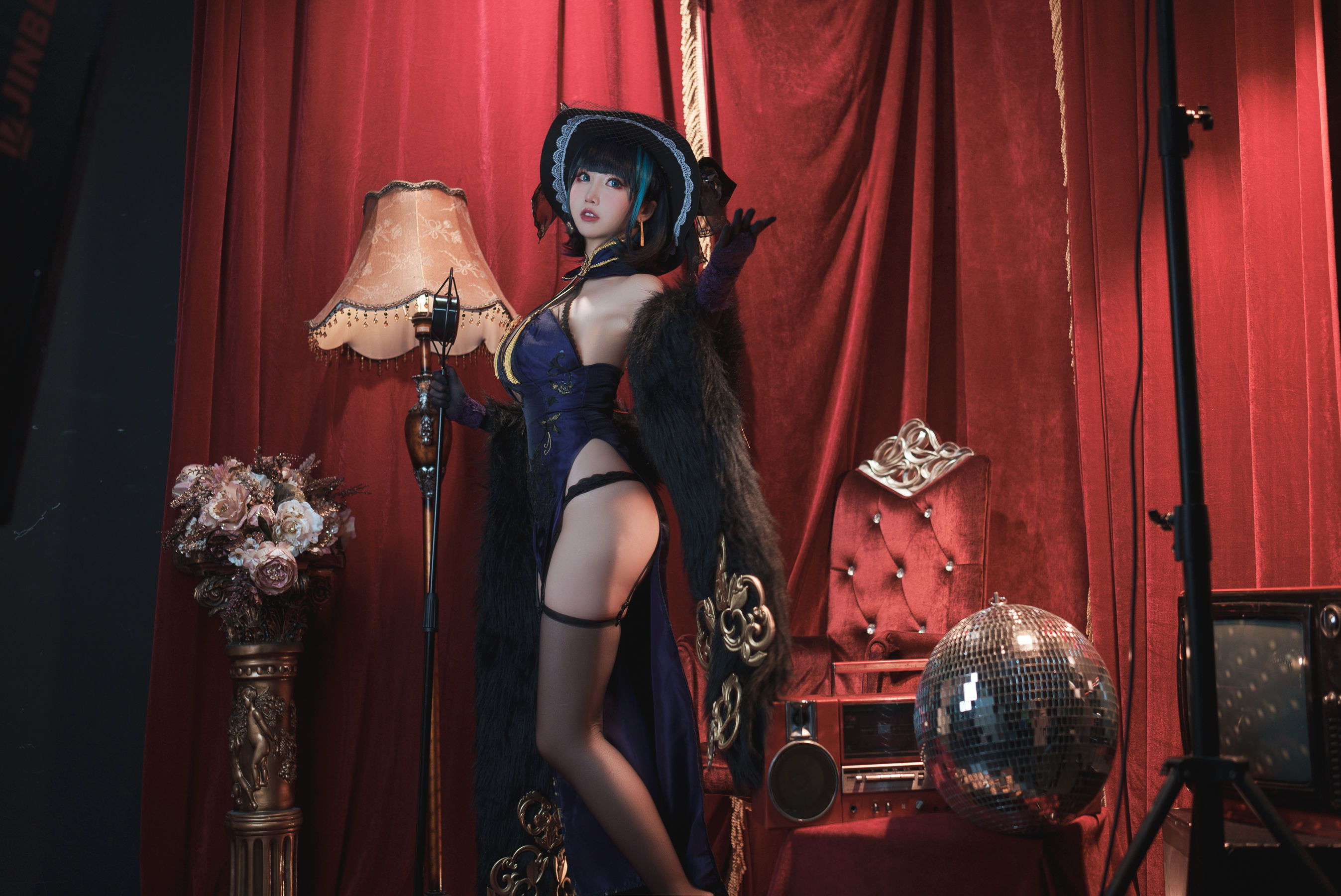 可爱人气Coser面饼仙儿 – 柴郡旗袍 Cosplay-第1张