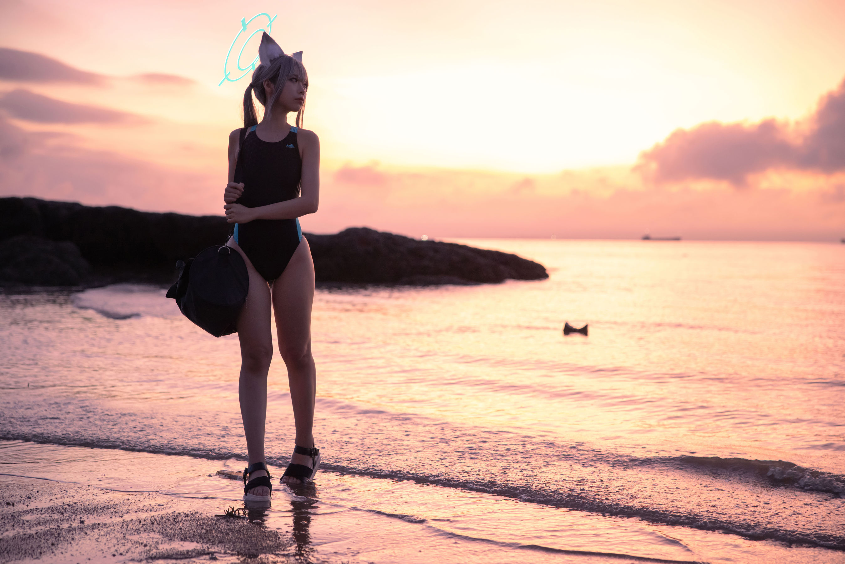 动漫博主G44不会受伤 – 碧蓝档案 砂狼白子泳装 Cosplay-第1张