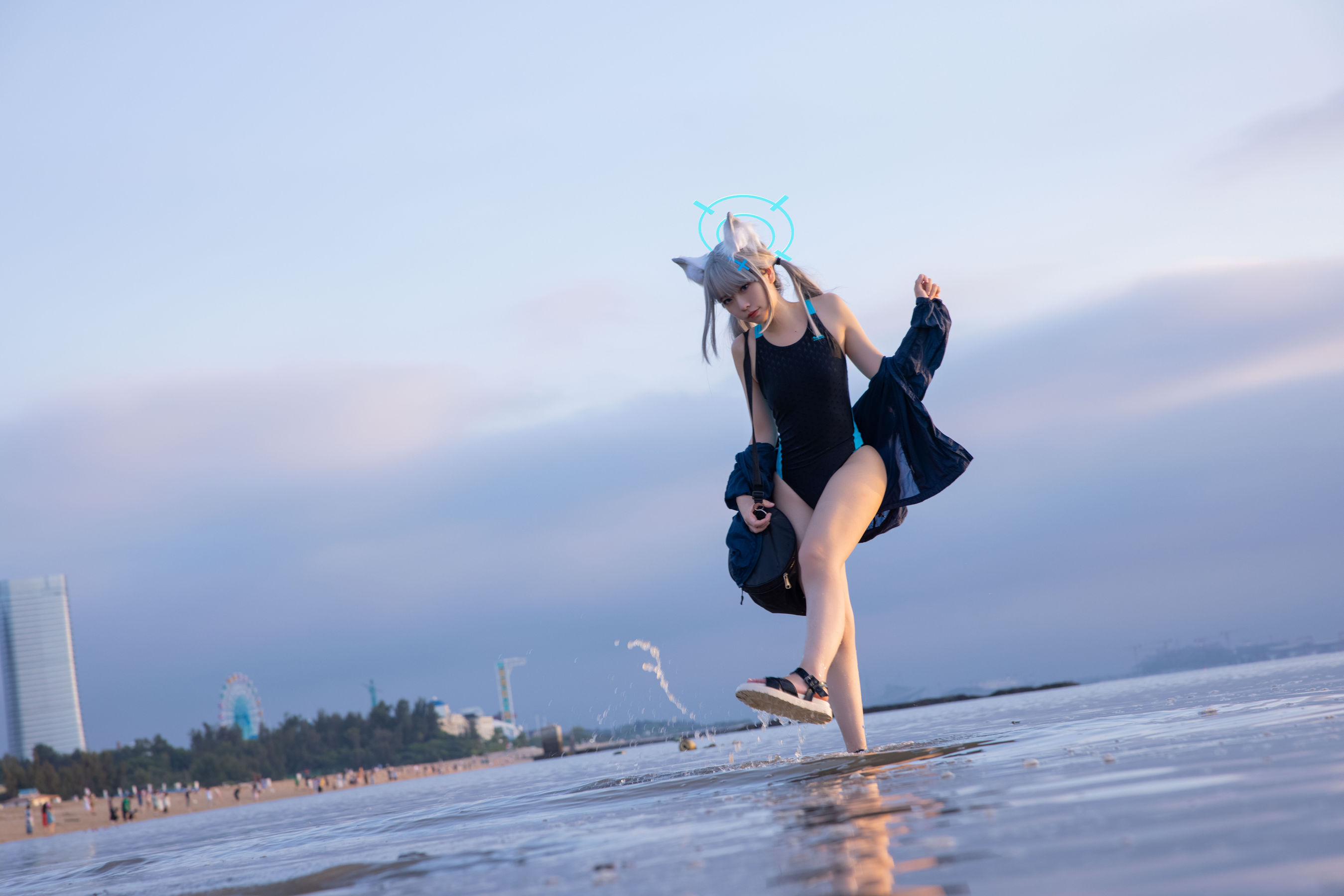 动漫博主G44不会受伤 – 碧蓝档案 砂狼白子泳装 Cosplay-第5张