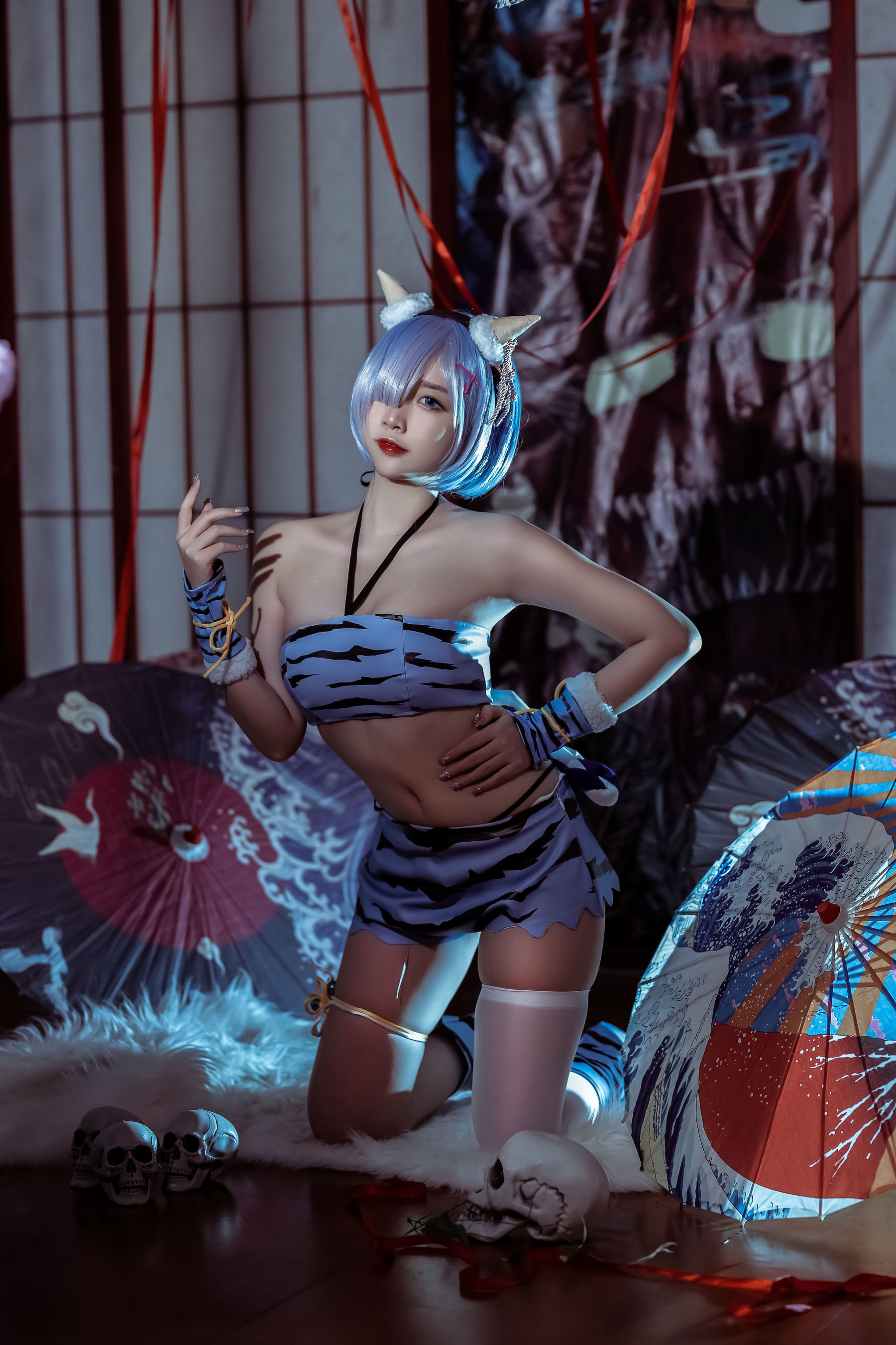 人气Coser二佐Nisa – 蕾姆 夏日鬼衣 Cosplay-第1张