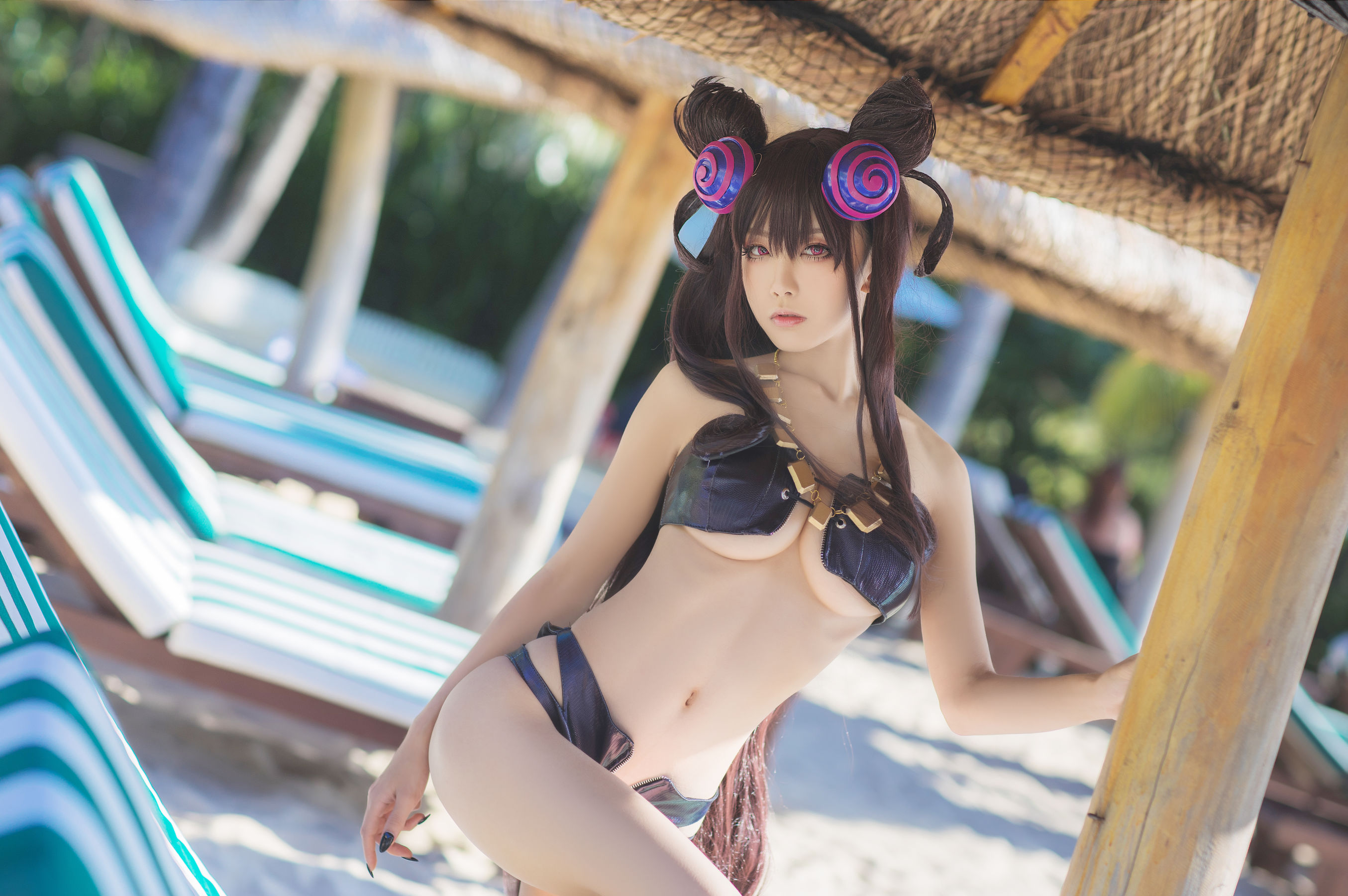 动漫博主水淼aqua – 紫式部水着Ver Cosplay-第1张