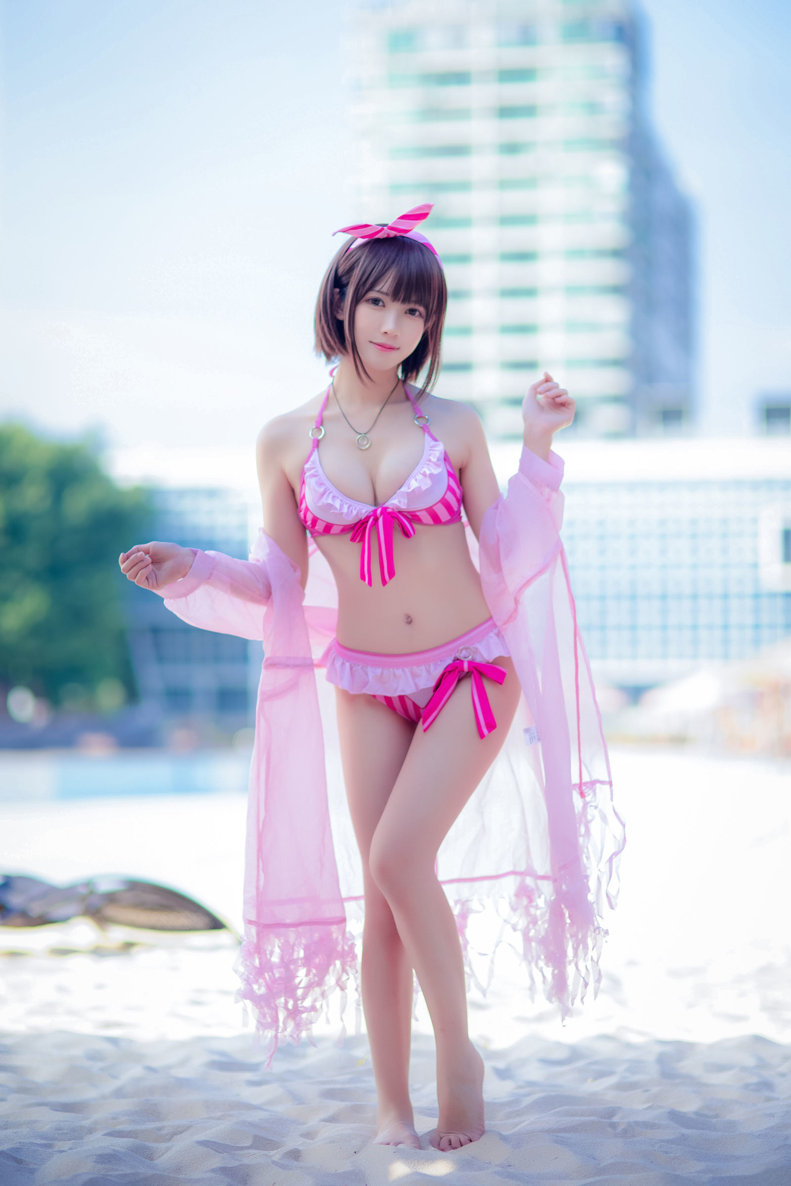 [萝莉COS] 鳗鱼霏儿 – 加藤惠 粉色泳装 Cosplay-第20张