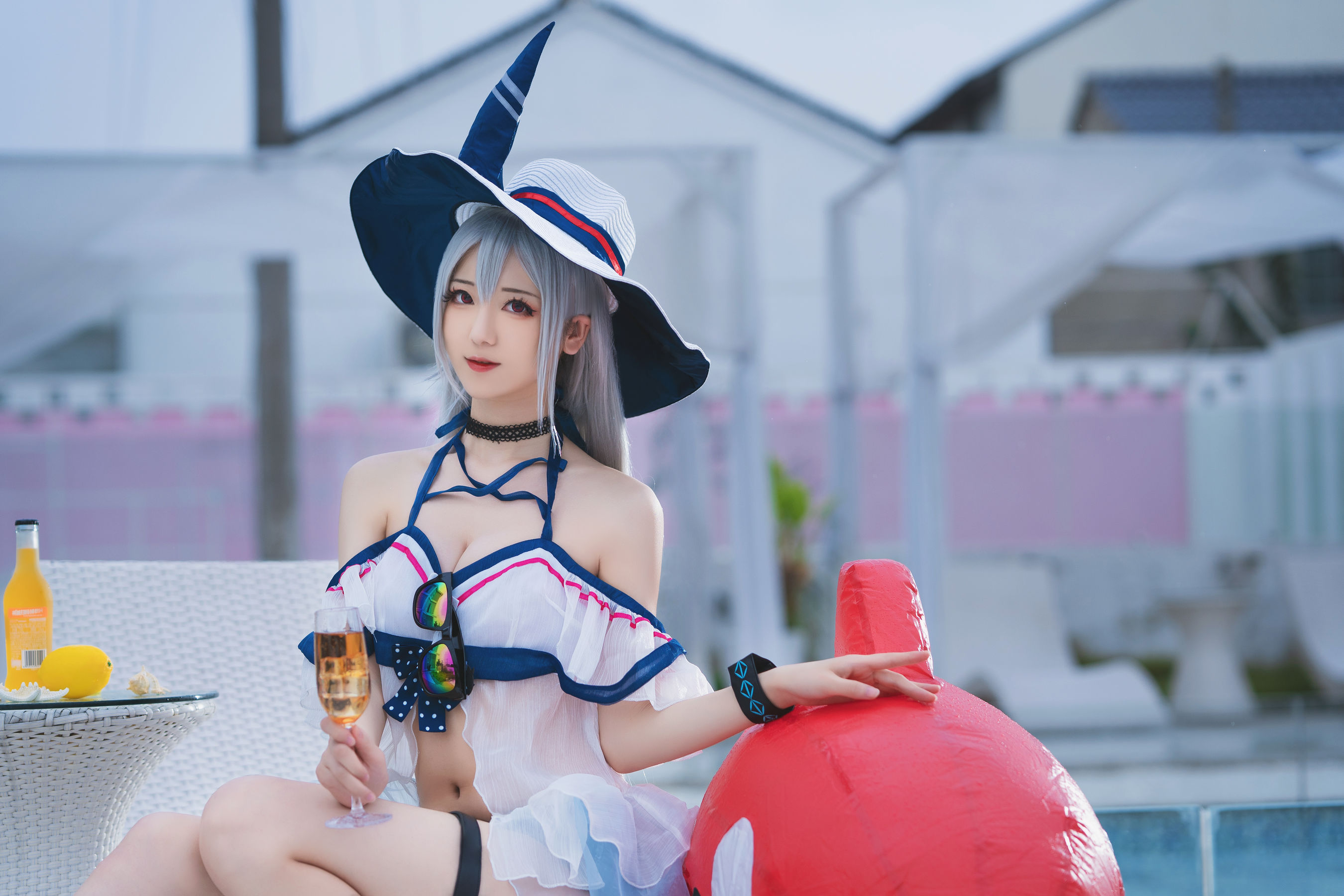 小姐姐弥音音ww – 明日方舟 斯卡蒂泳装 Cosplay-第1张