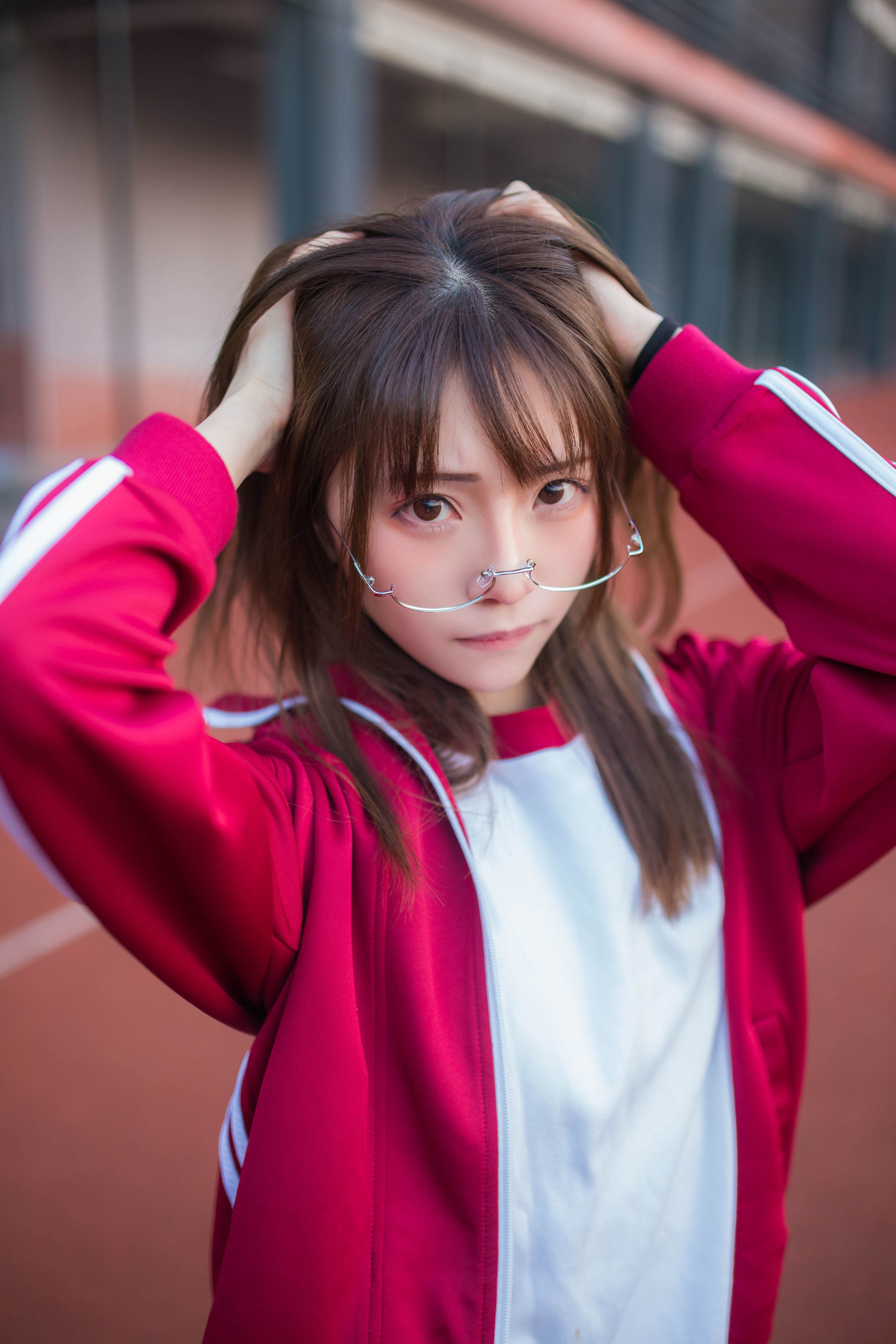 动漫博主Kitaro_绮太郎 红色运动服女孩 Cosplay-第4张