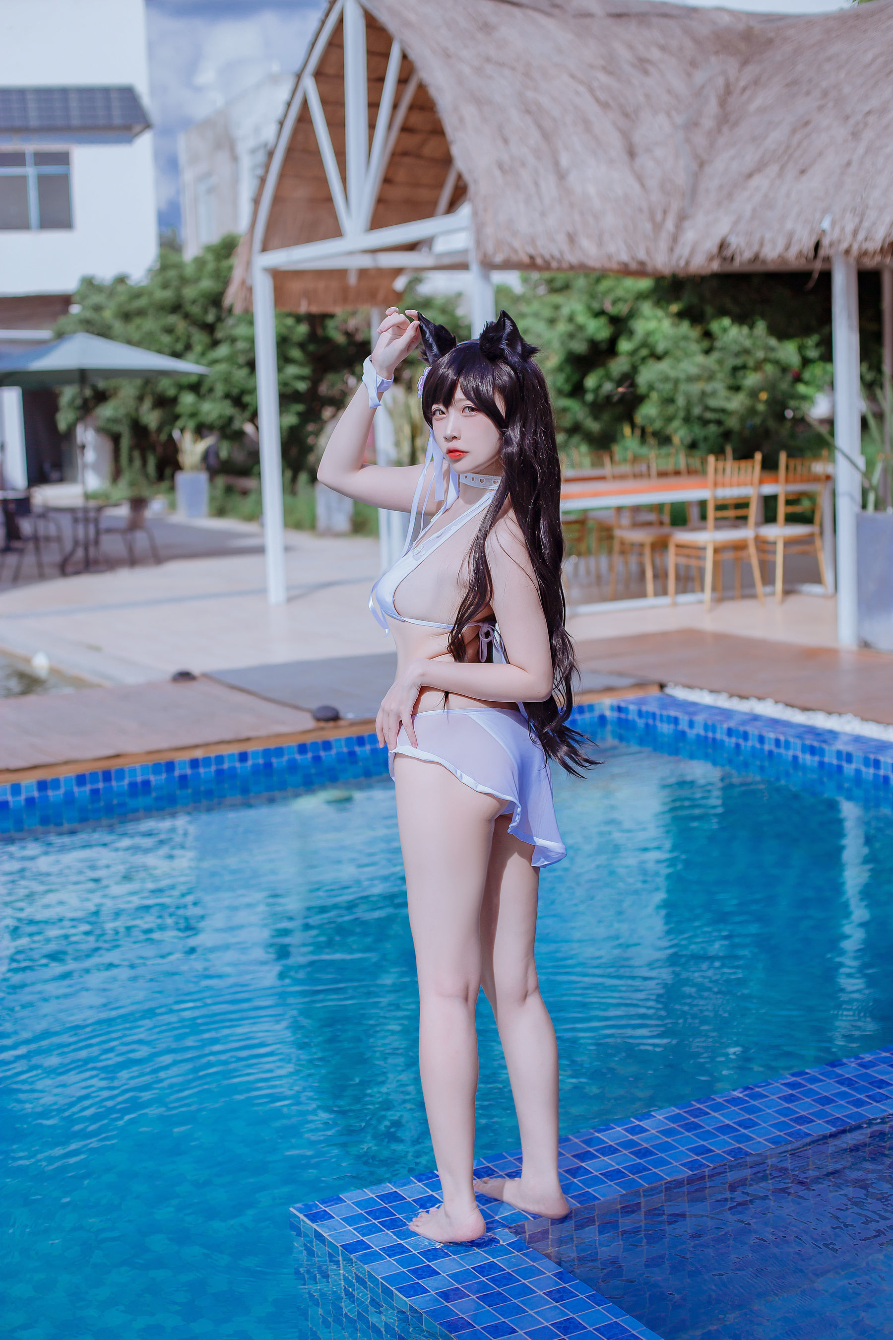 人气Coser二佐Nisa – 犬之眷之碧蓝爱宕 泳装 Cosplay-第3张