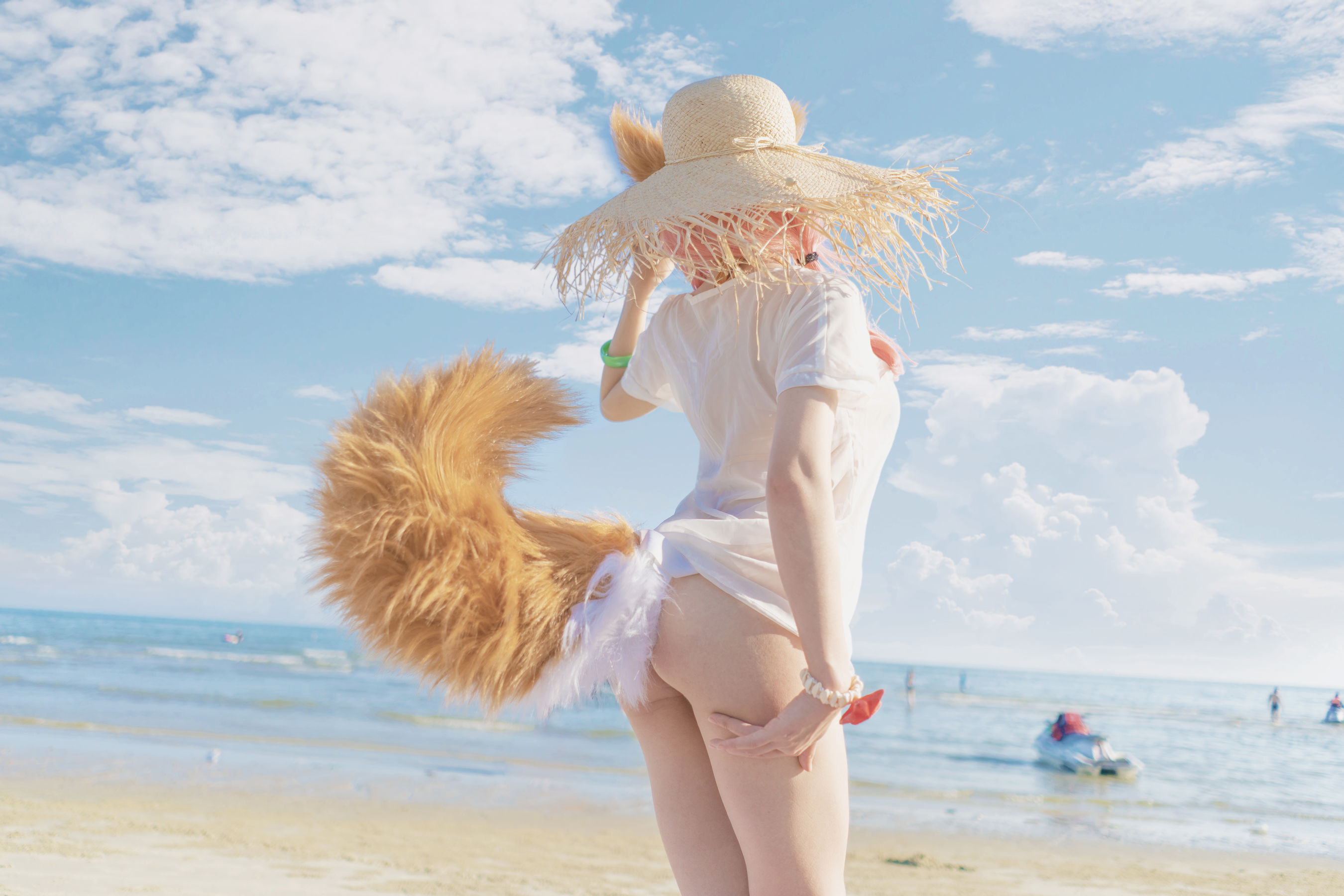 动漫博主uki雨季 – 玉藻前海边泳装 Cosplay-第3张