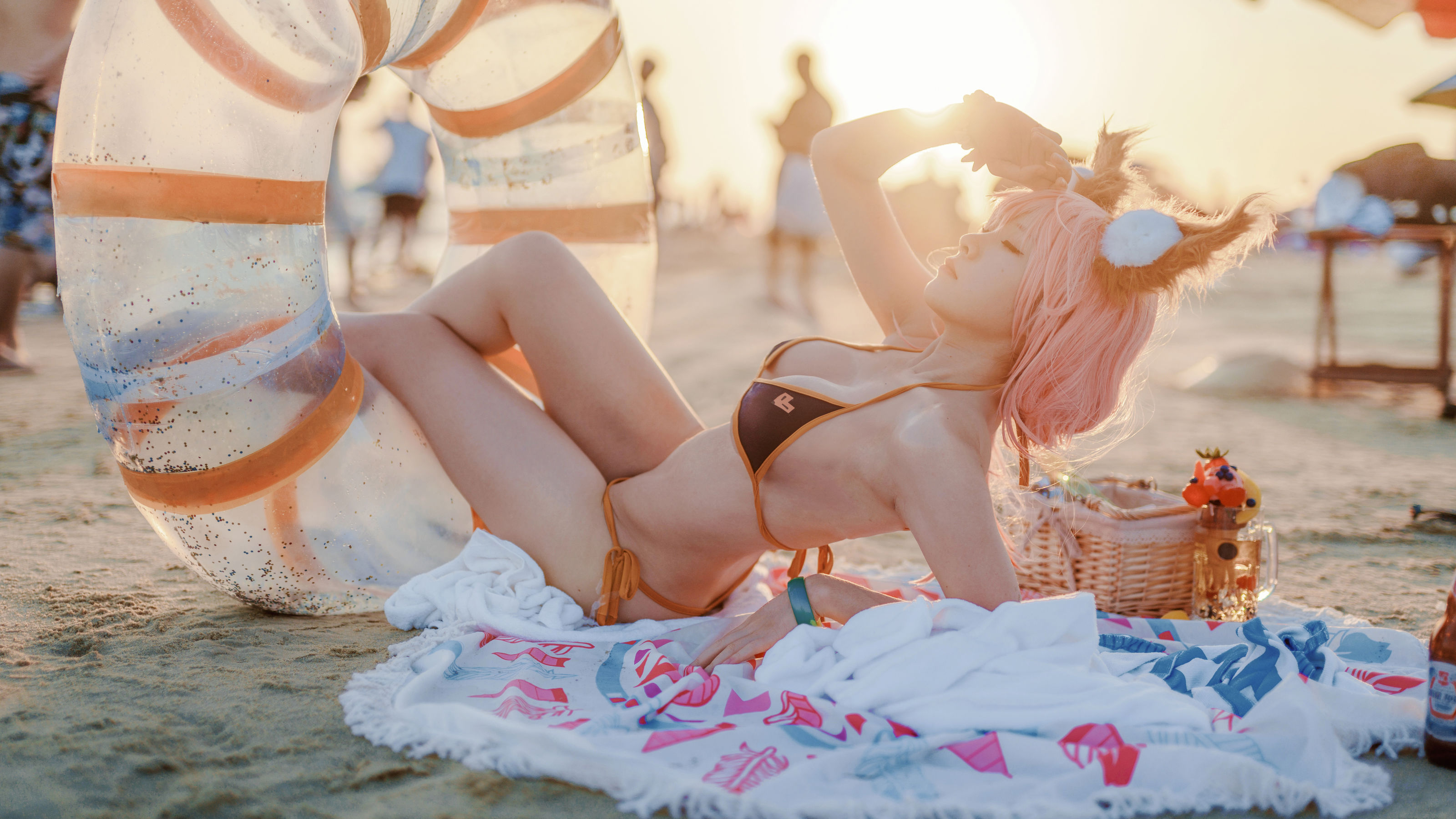 动漫博主uki雨季 – 玉藻前海边泳装 Cosplay-第4张