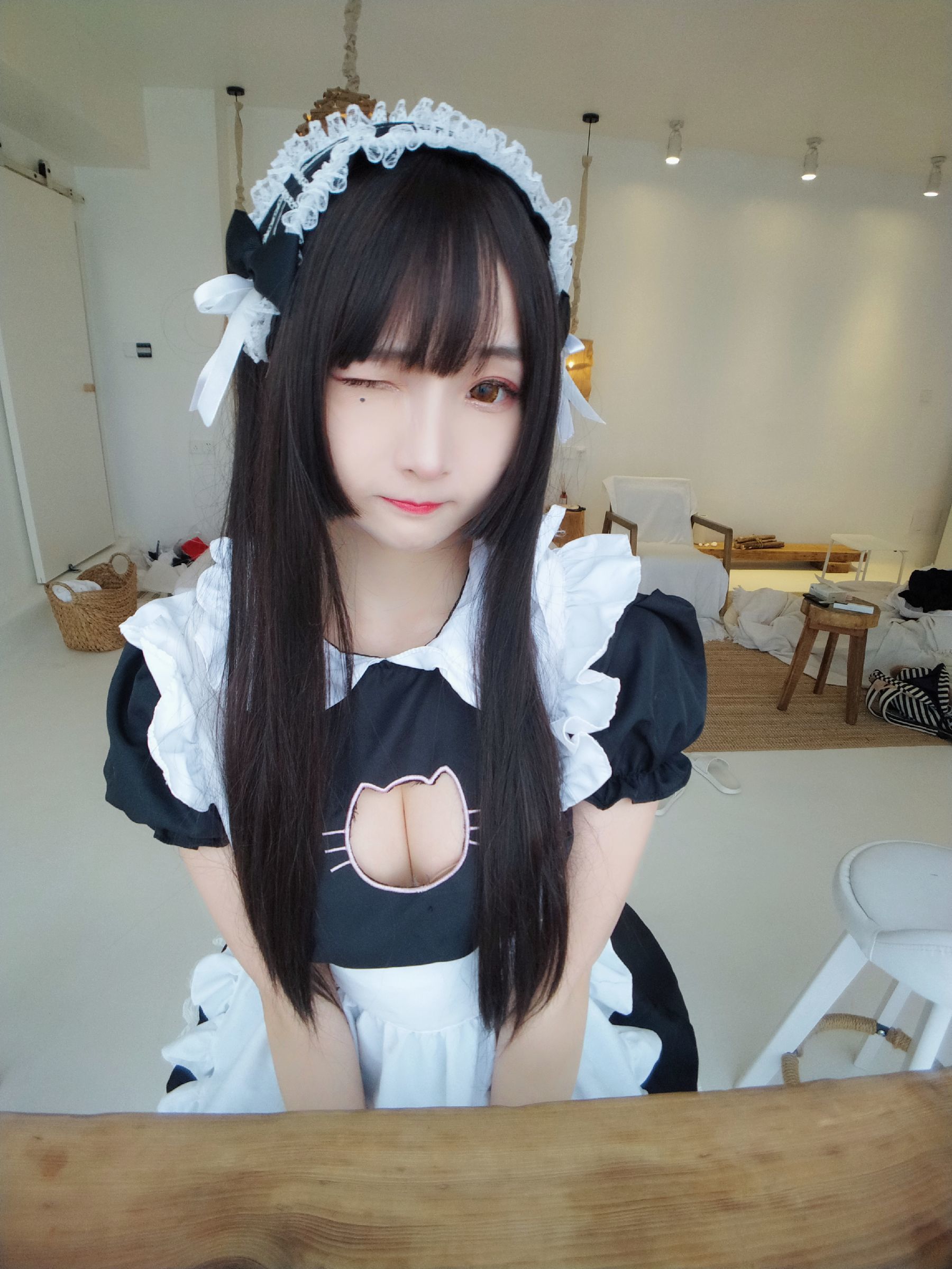 二次元美女古川kagura 黑白女仆 Cosplay-第1张