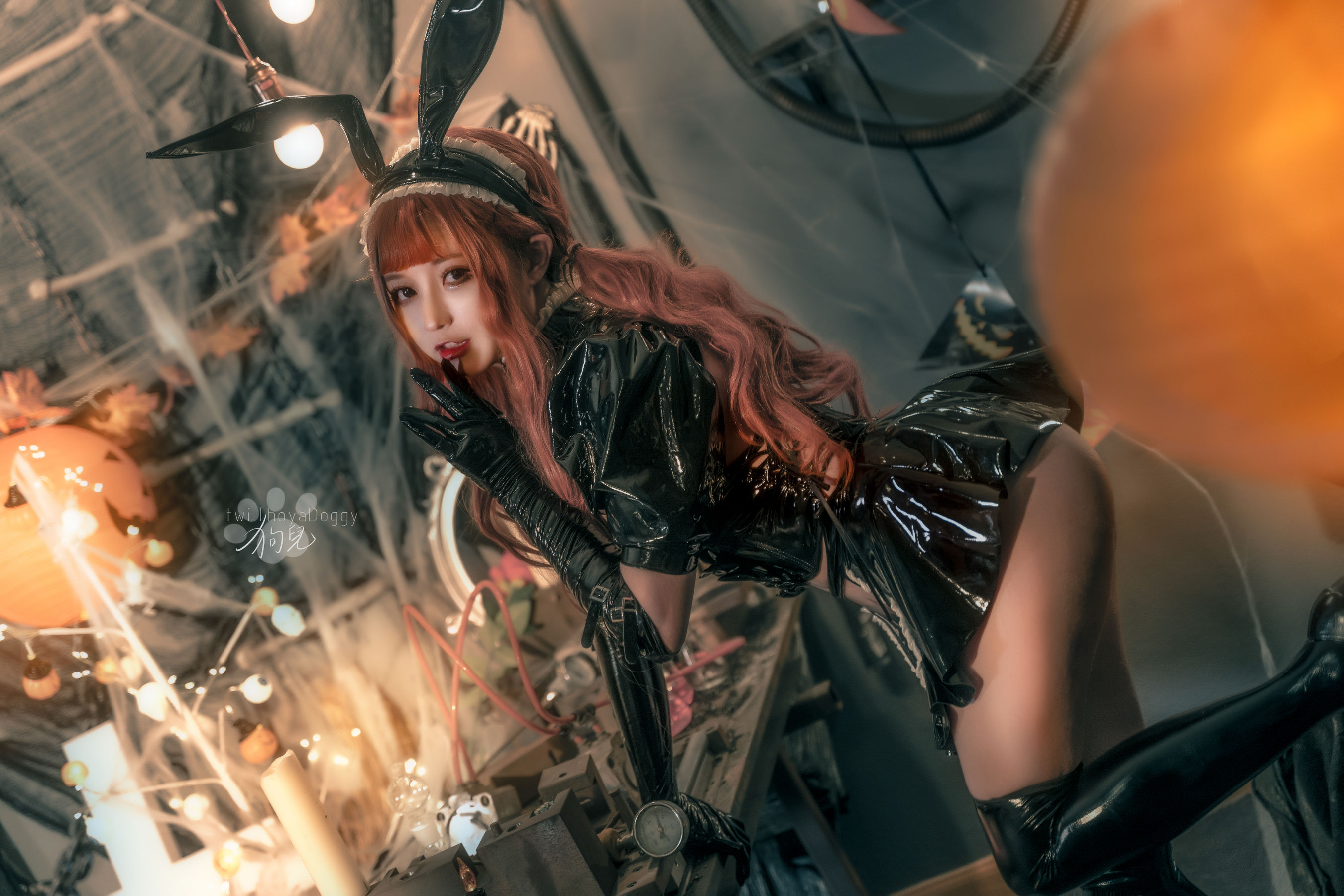 奇行家狗崽(棕桠阿狗崽) – 漆皮兔女仆 Cosplay-第33张