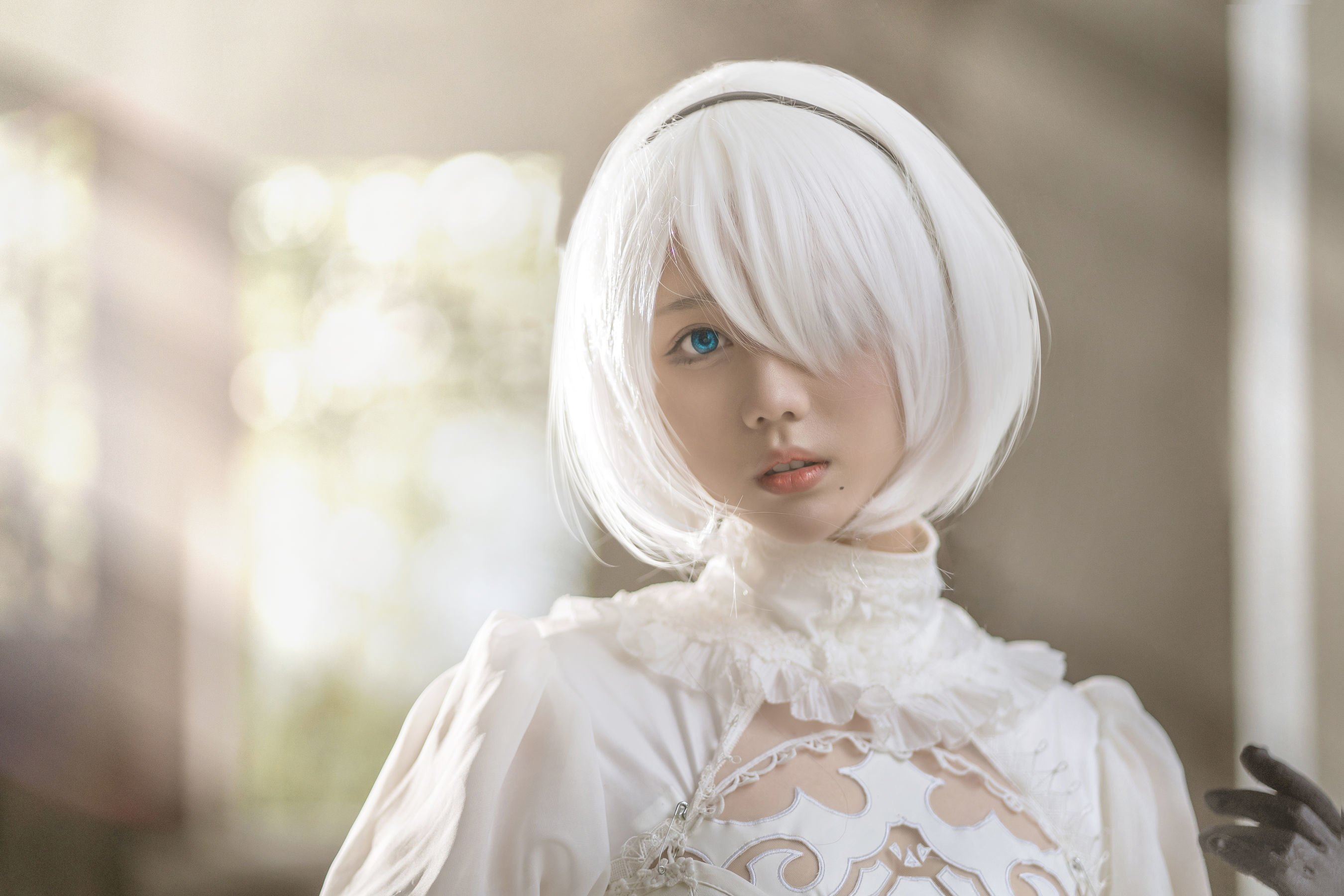 微博福利姬镜酱 2B白色婚纱 Cosplay-第2张