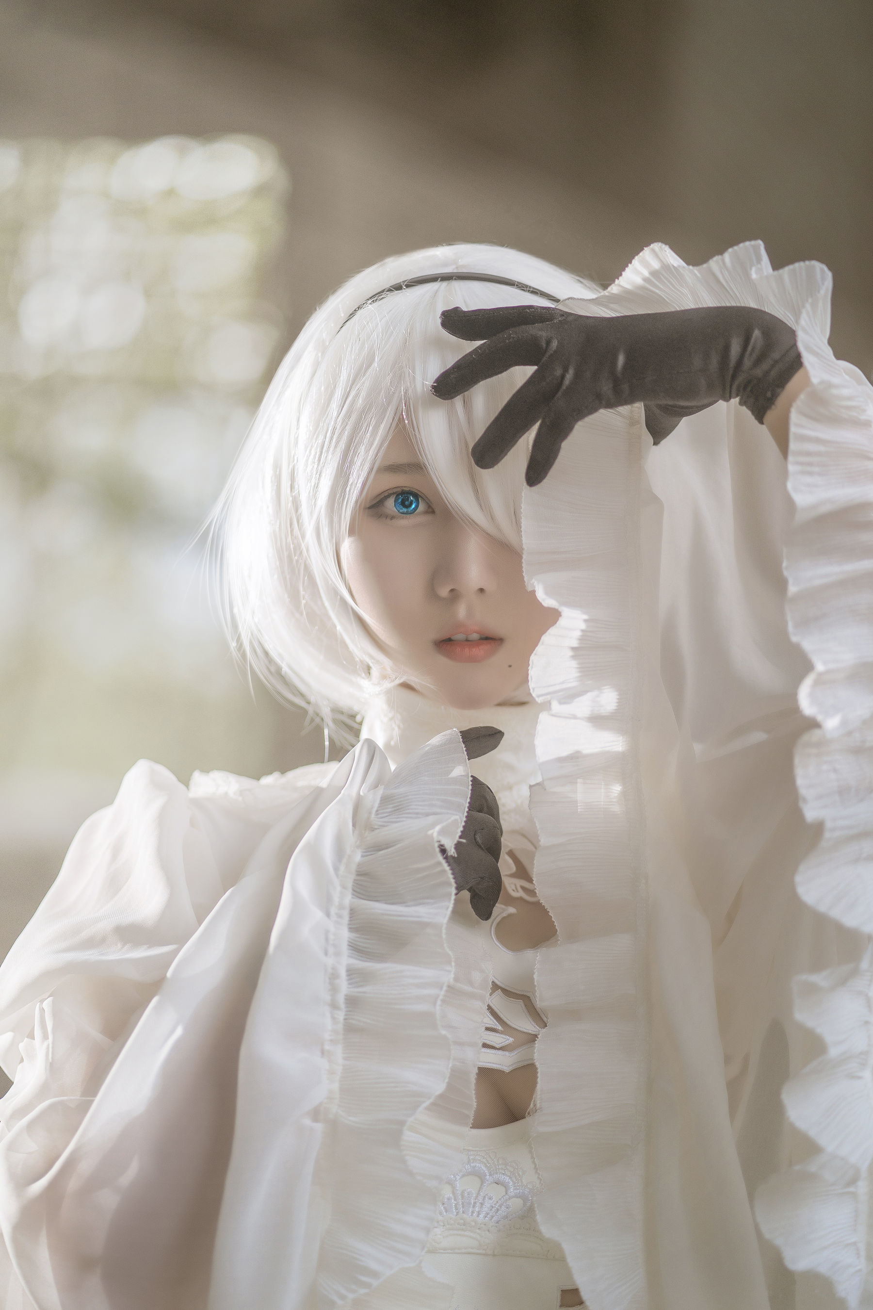 微博福利姬镜酱 2B白色婚纱 Cosplay-第4张