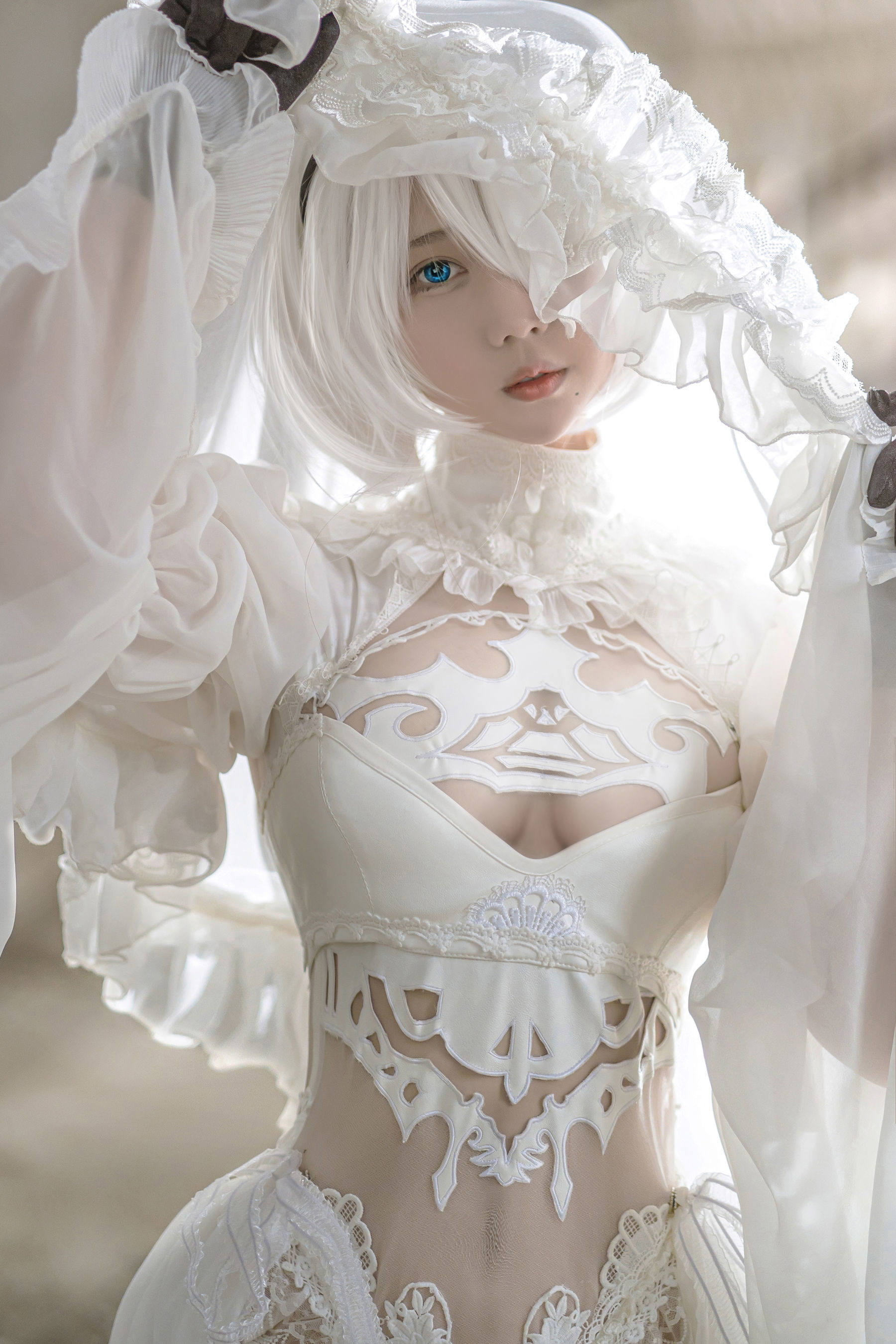 微博福利姬镜酱 2B白色婚纱 Cosplay-第11张