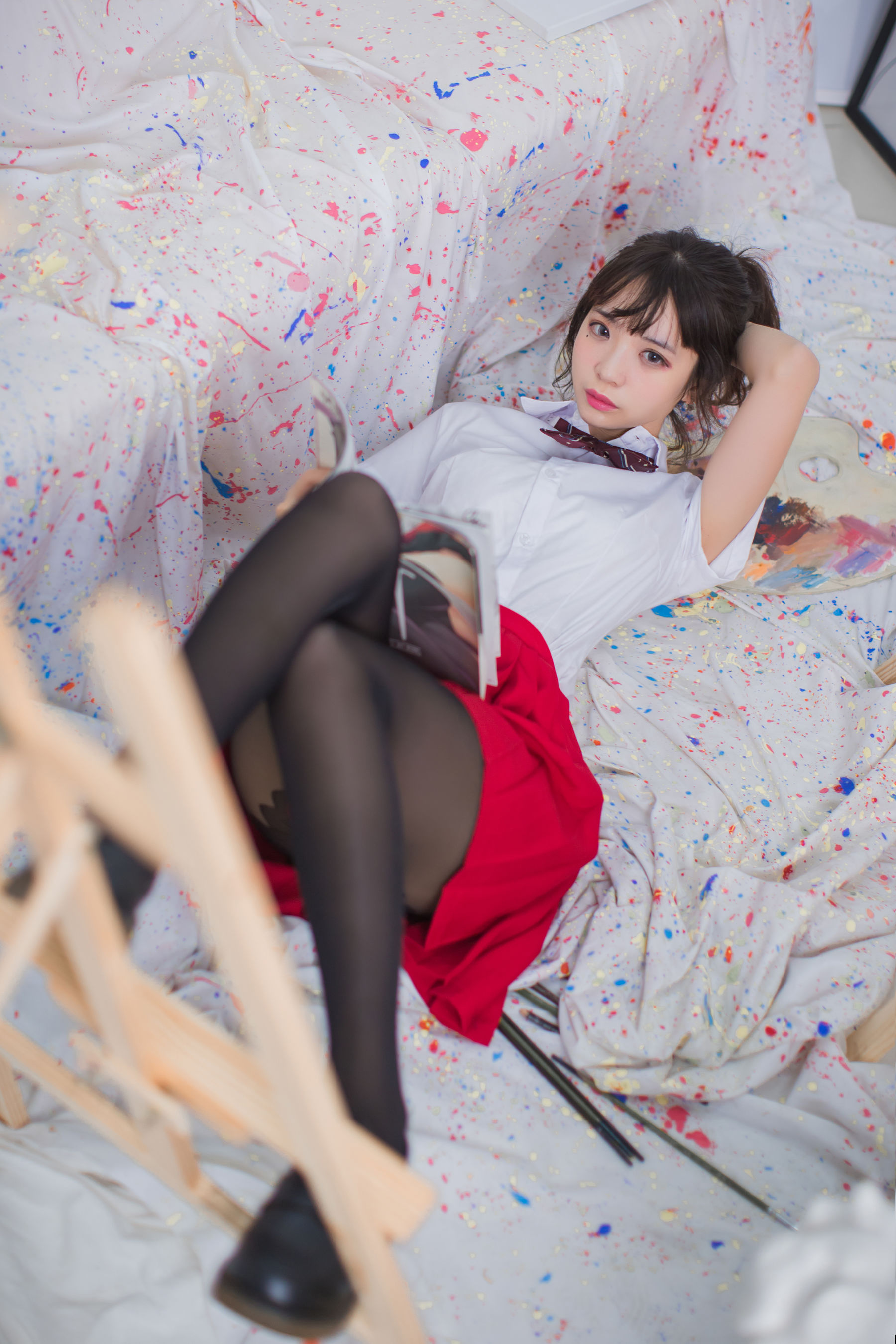 疯猫ss 画室JK少女 Cosplay-第1张