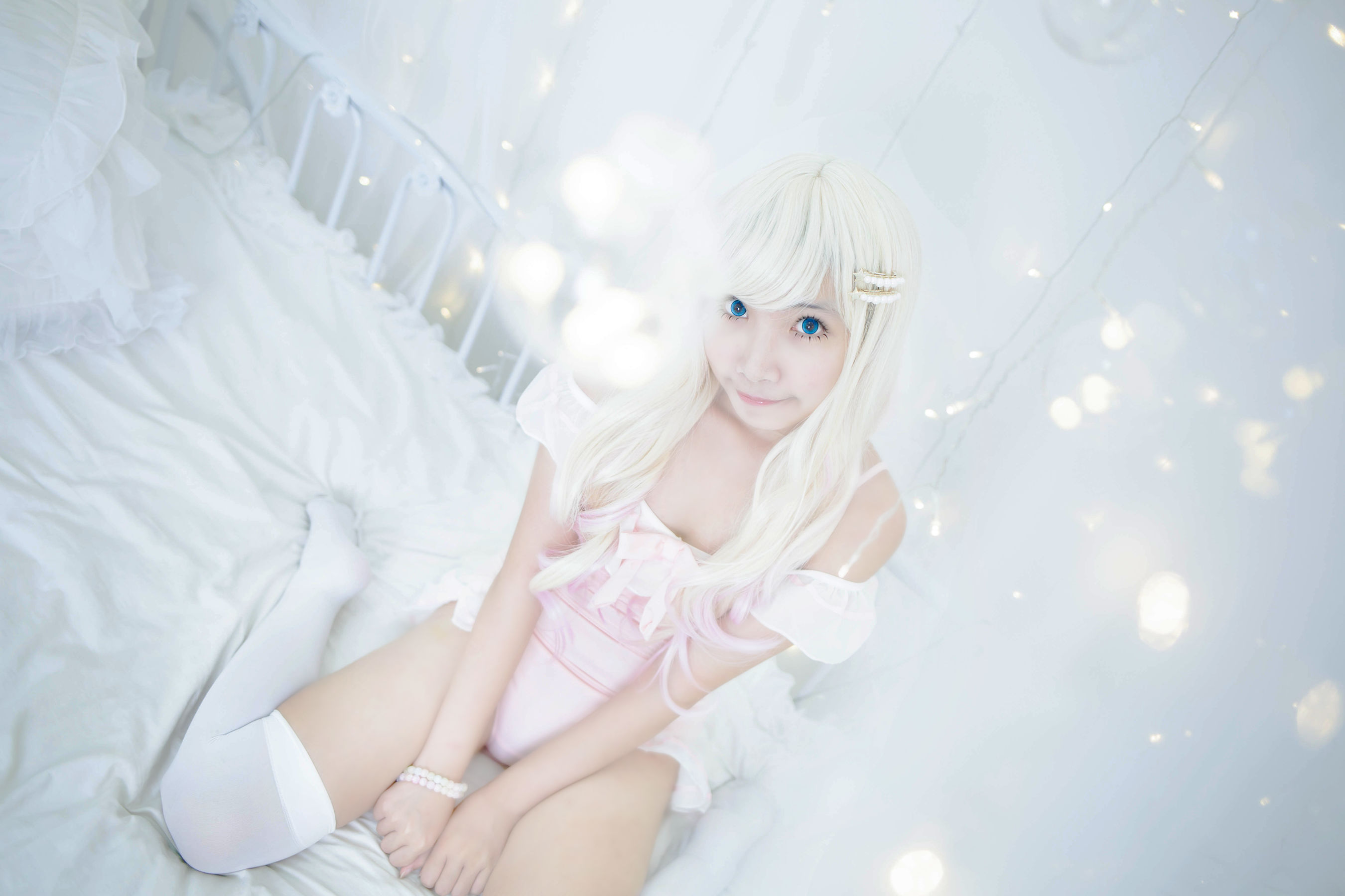 萝莉蜜嘟喵 粉色泳衣 Cosplay-第1张